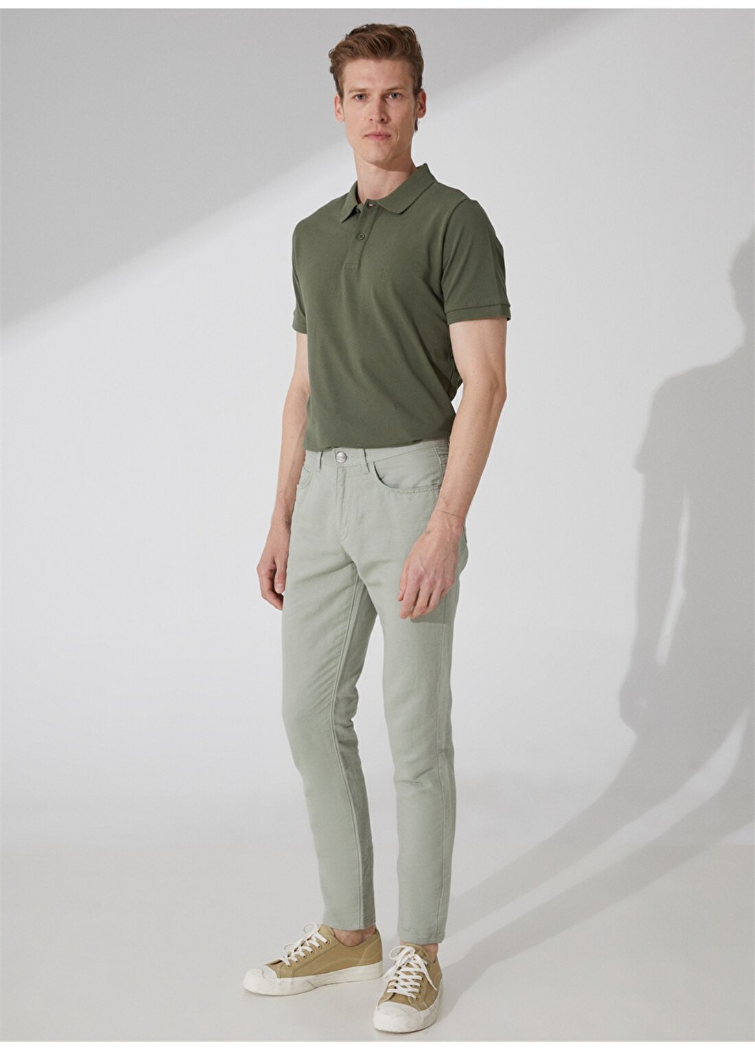 Pierre Cardin Normal Bel Normal Paça Slim Fit Açık Yeşil Erkek Pantolon GABON