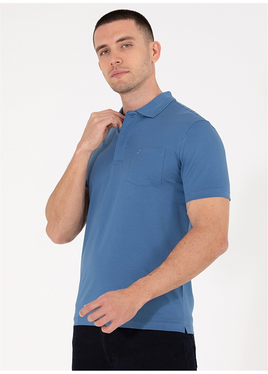Pierre Cardin Düz Koyu Mavi Erkek Polo T-Shirt SAND