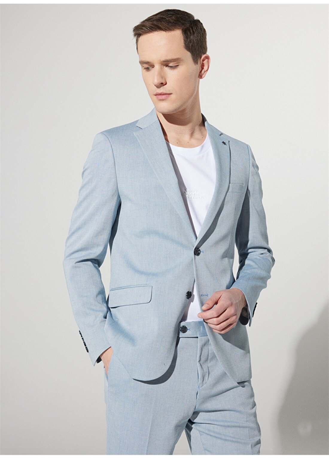 Altınyıldız Classics Mavi Erkek Mono Yaka Slim Fit Takım Elbise