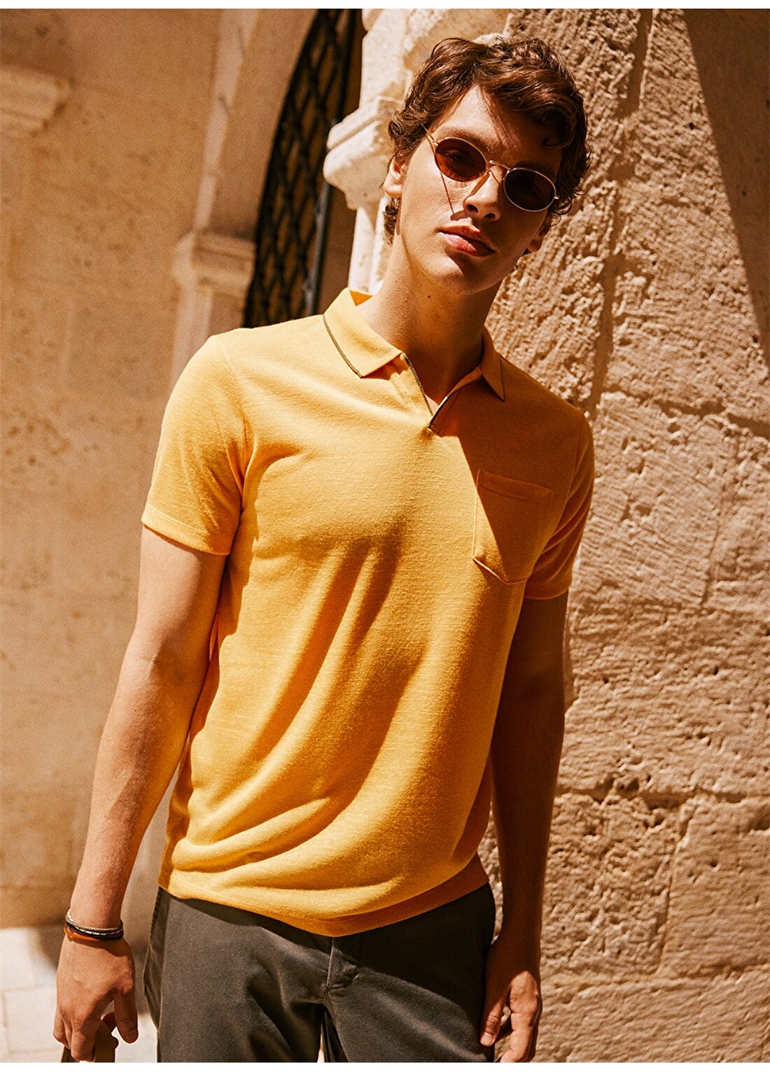 Altınyıldız Classics Polo Yaka Sarı Erkek T-Shirt 4A4823200040
