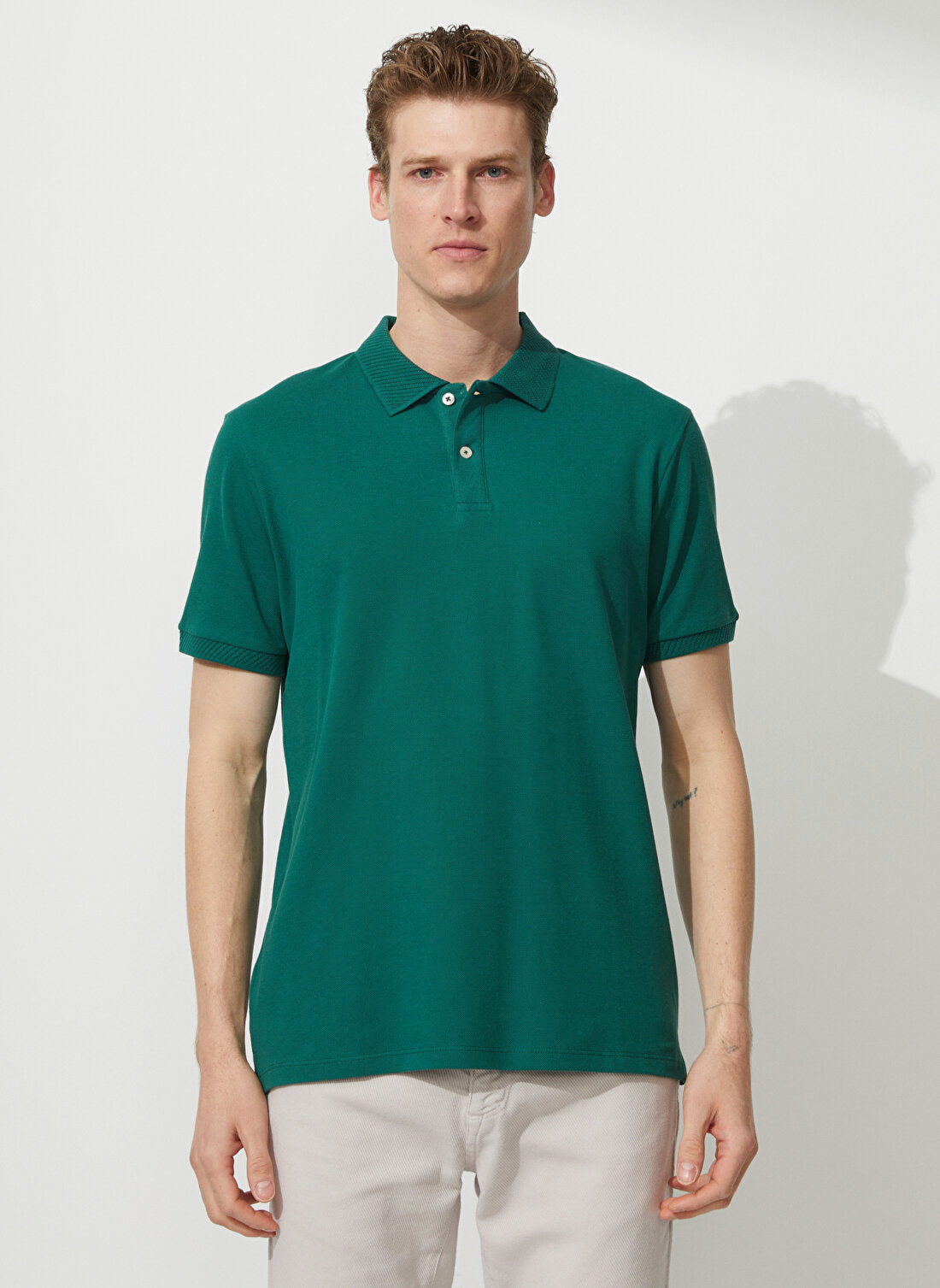 Altınyıldız Classics Polo Yaka Koyu Yeşil Erkek T-Shirt 4A9000000001