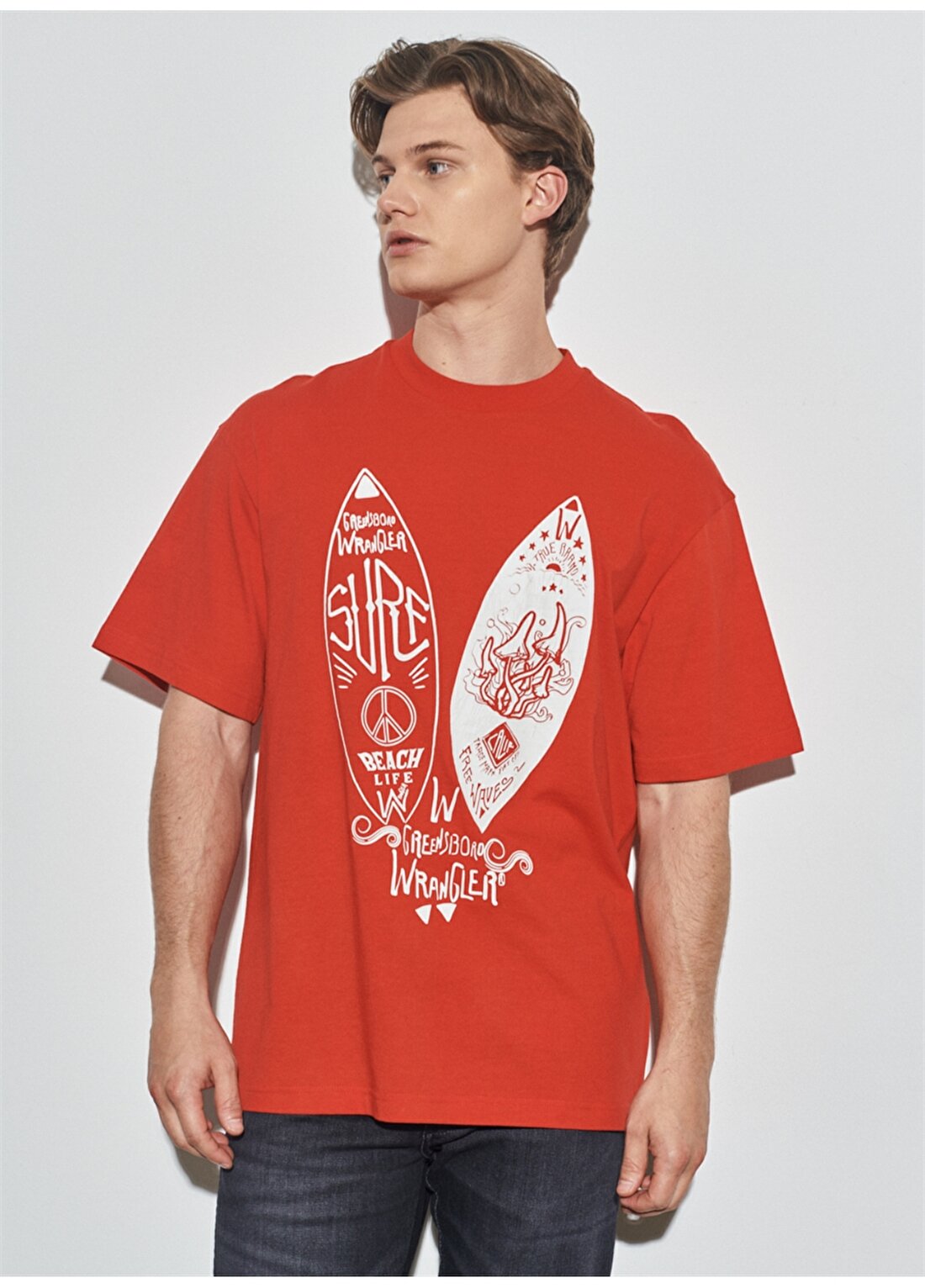Wrangler Bisiklet Yaka Kırmızı Erkek T-Shirt W231238600_Loose Fit Tshirt
