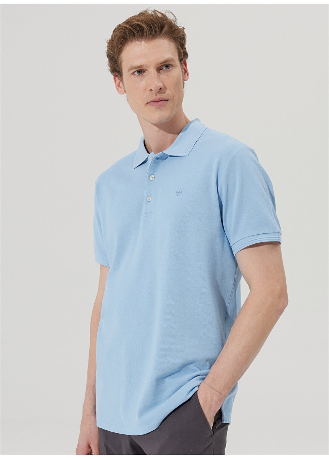 Beymen Business Polo Yaka Açık Mavi Erkek T-Shirt 4B4823200001