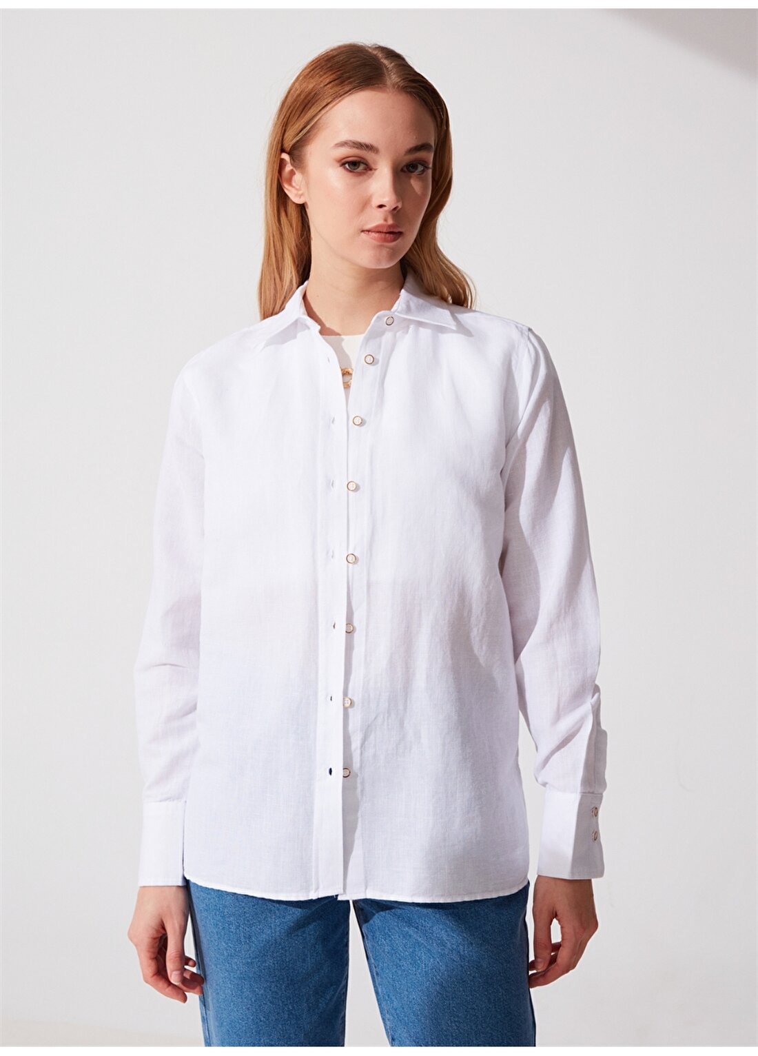 Pierre Cardin Comfort Fit Gömlek Yaka Düz Beyaz Kadın Gömlek KETO