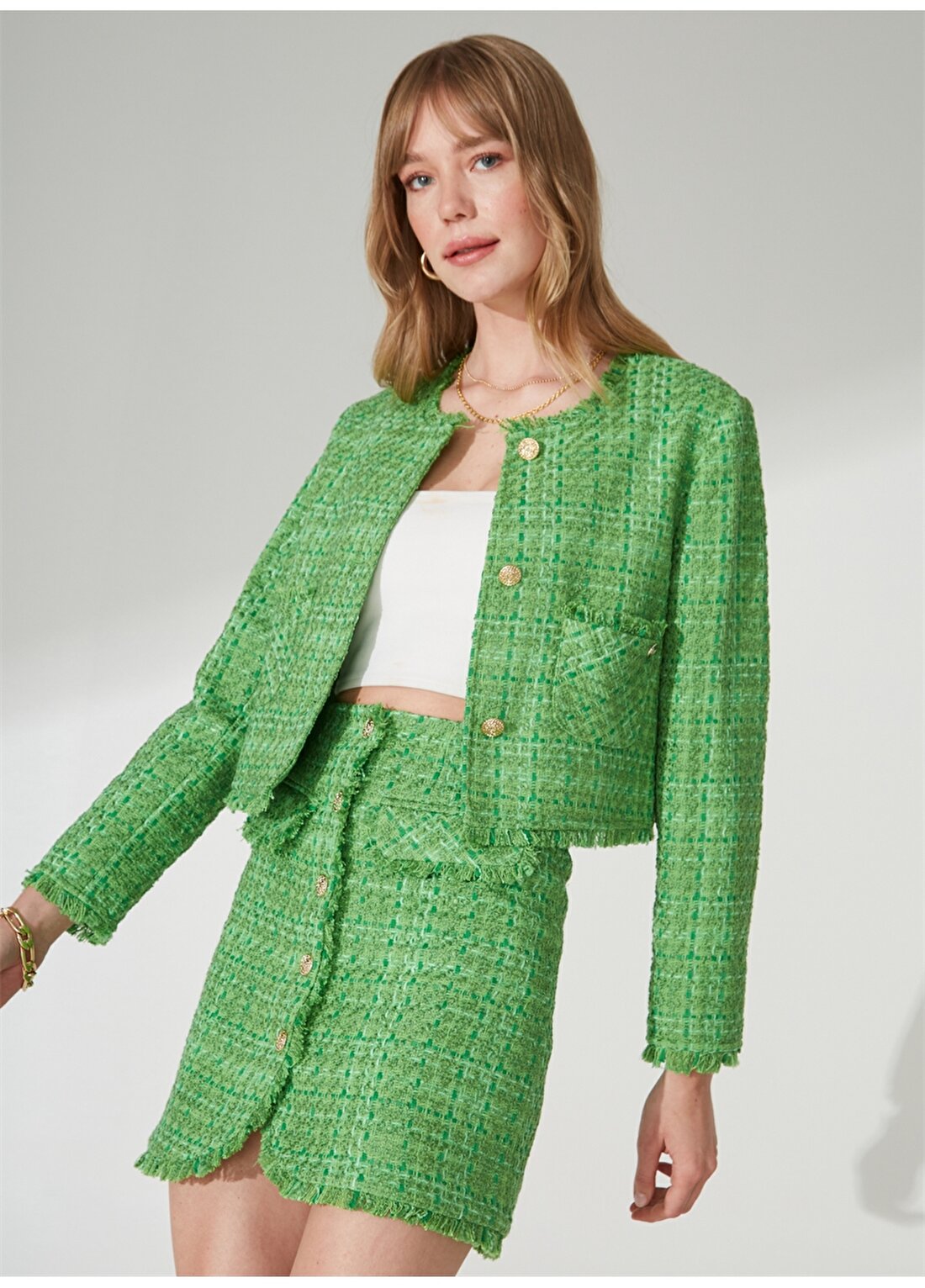 Pierre Cardin Crop Top Yeşil Kadın Ceket SANTORI
