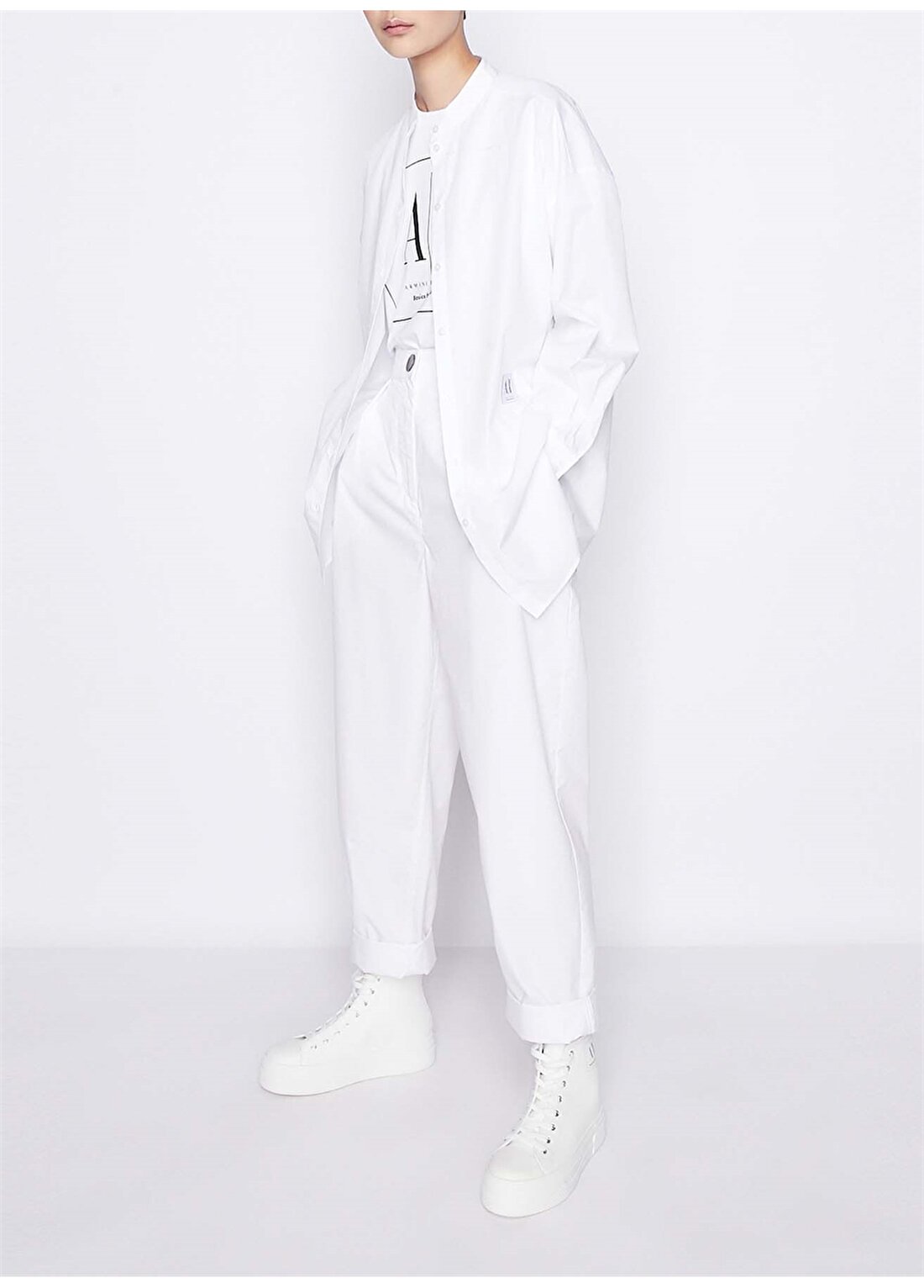Armani Exchange Yüksek Bel Normal Beyaz Kadın Pantolon 3RYP01