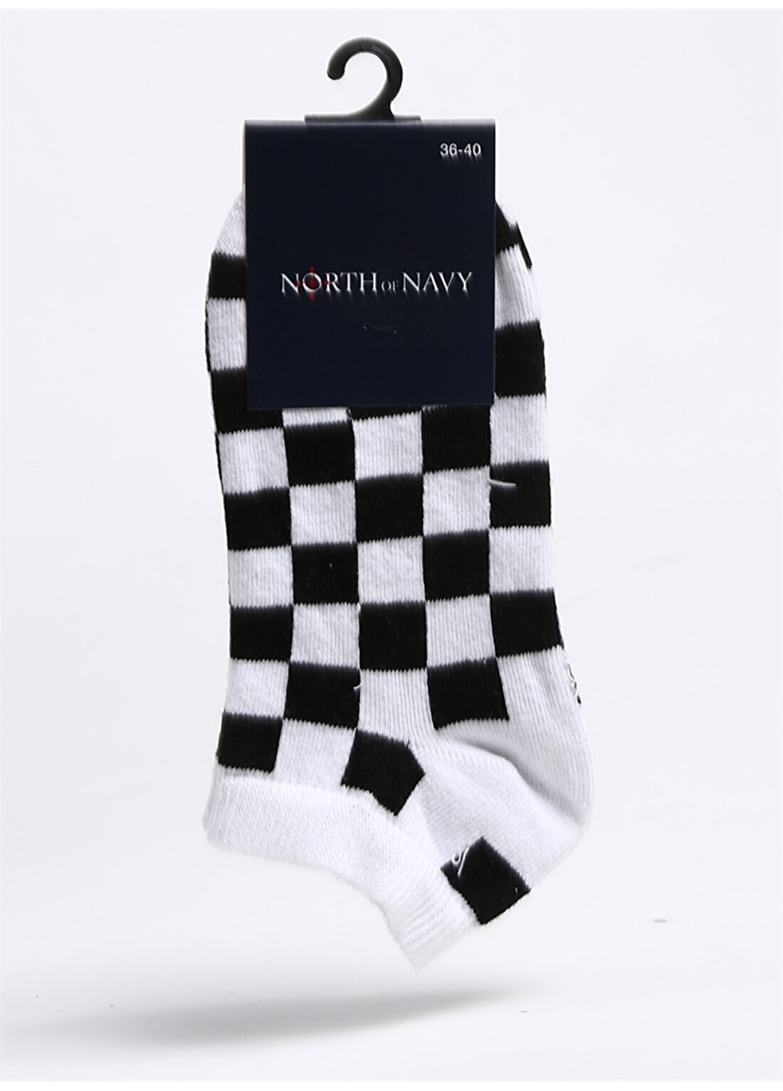 North Of Navy Beyaz - Siyah Kadın Sneaker Çorabı NON-PTK-NS-10