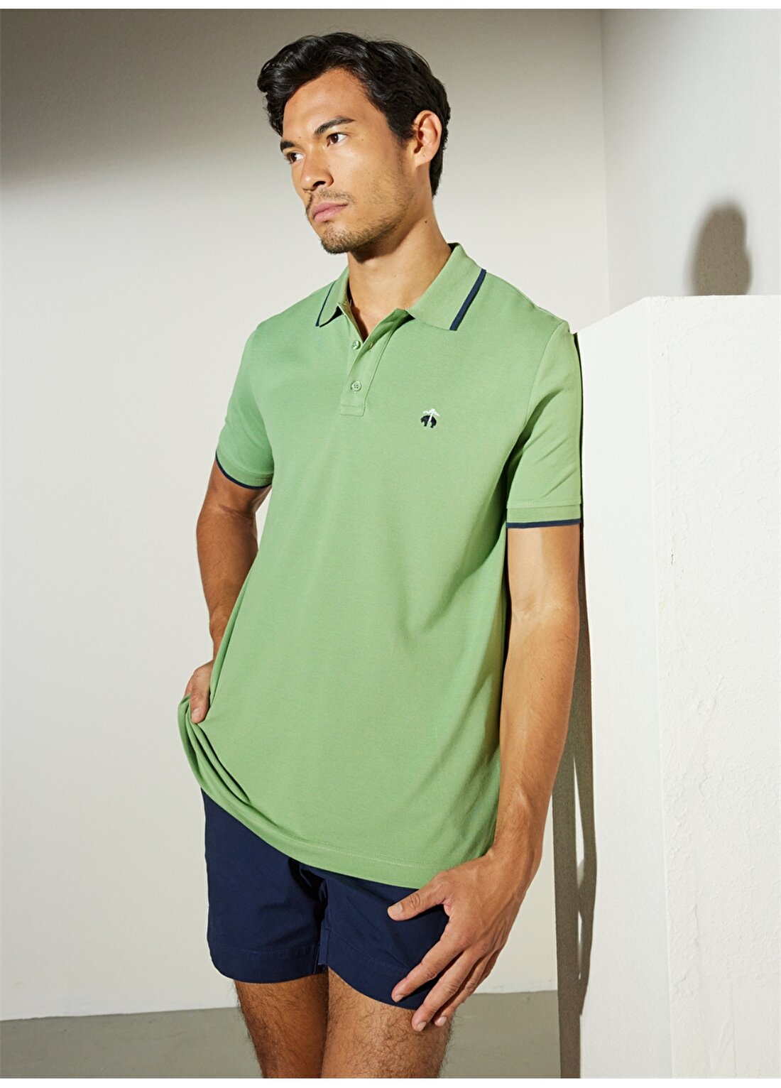 Brooks Brothers Polo Yaka Yeşil Erkek T-Shirt BBSP23MTS013