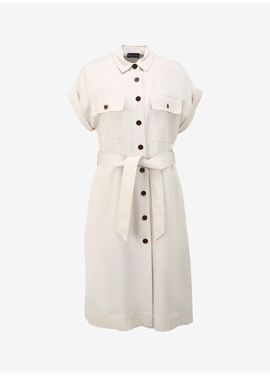 Brooks Brothers Gömlek Yaka Ekru Standart Kadın Elbise BBSP23FDR005