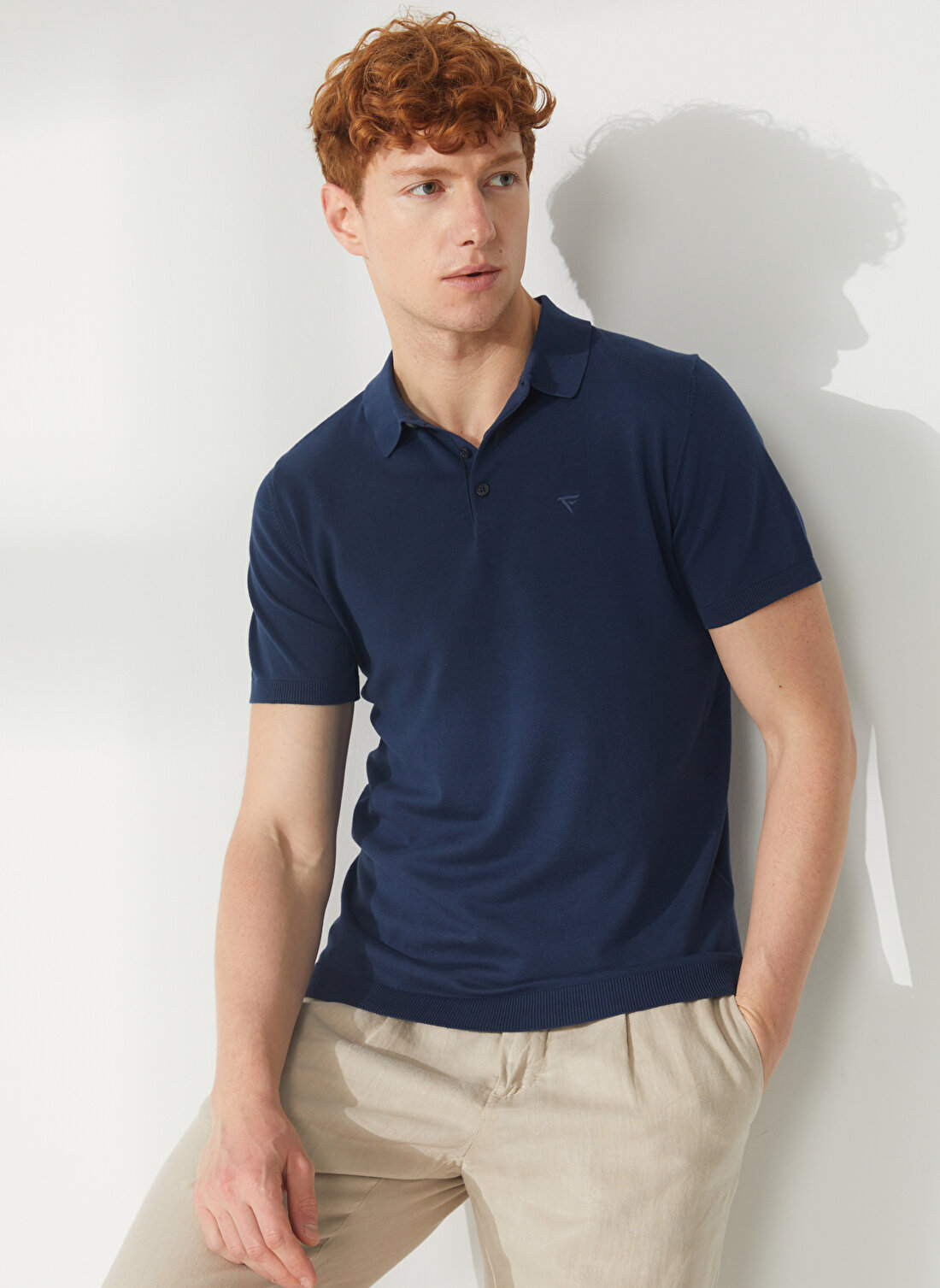 Fred Mello Polo Yaka Slim Fit Mavi Erkek Kazak FM23S07MABLUE