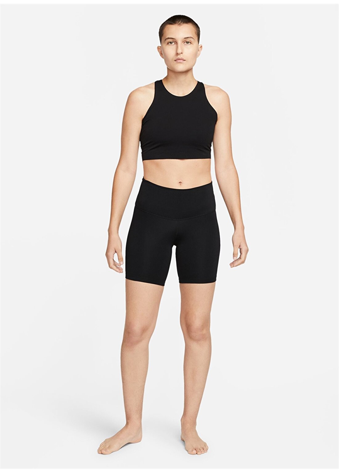 Nike Siyah - Gri - Gümüş Kadın Skinny Fit Tayt DQ6027-010 W NY DF HR 7IN SHORT