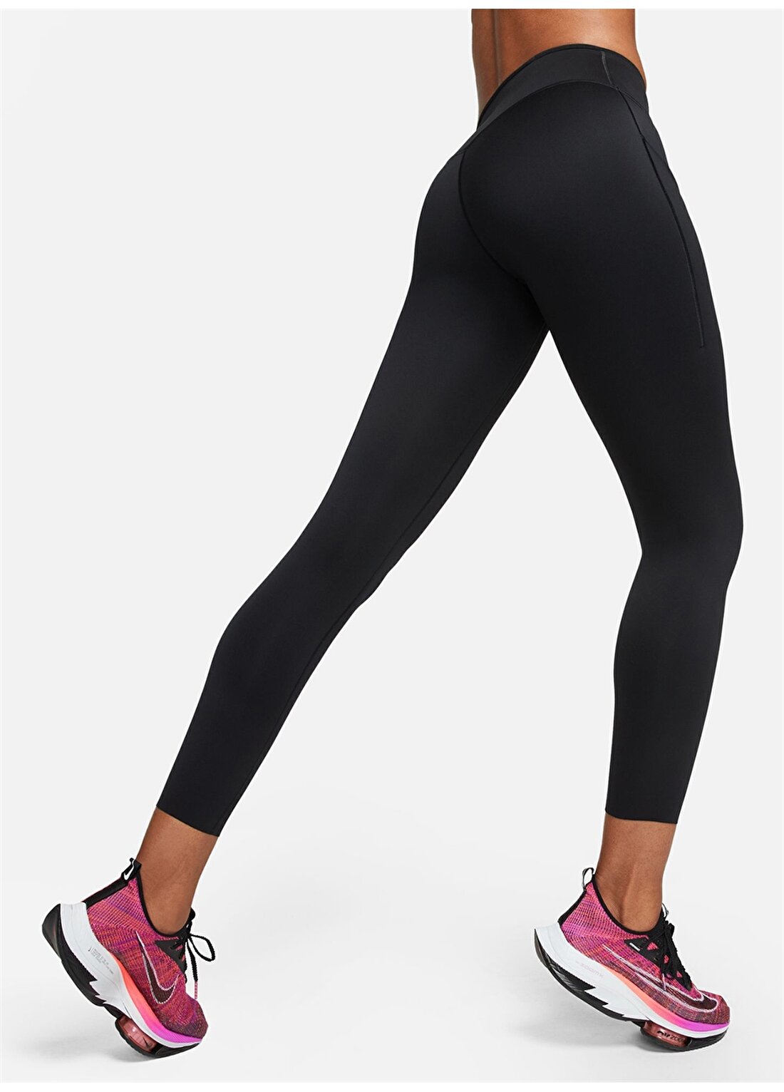 Nike Siyah - Gri - Gümüş Kadın Skinny Fit Tayt DQ5692-010 W NK DF GO MR 7/8 TGHT