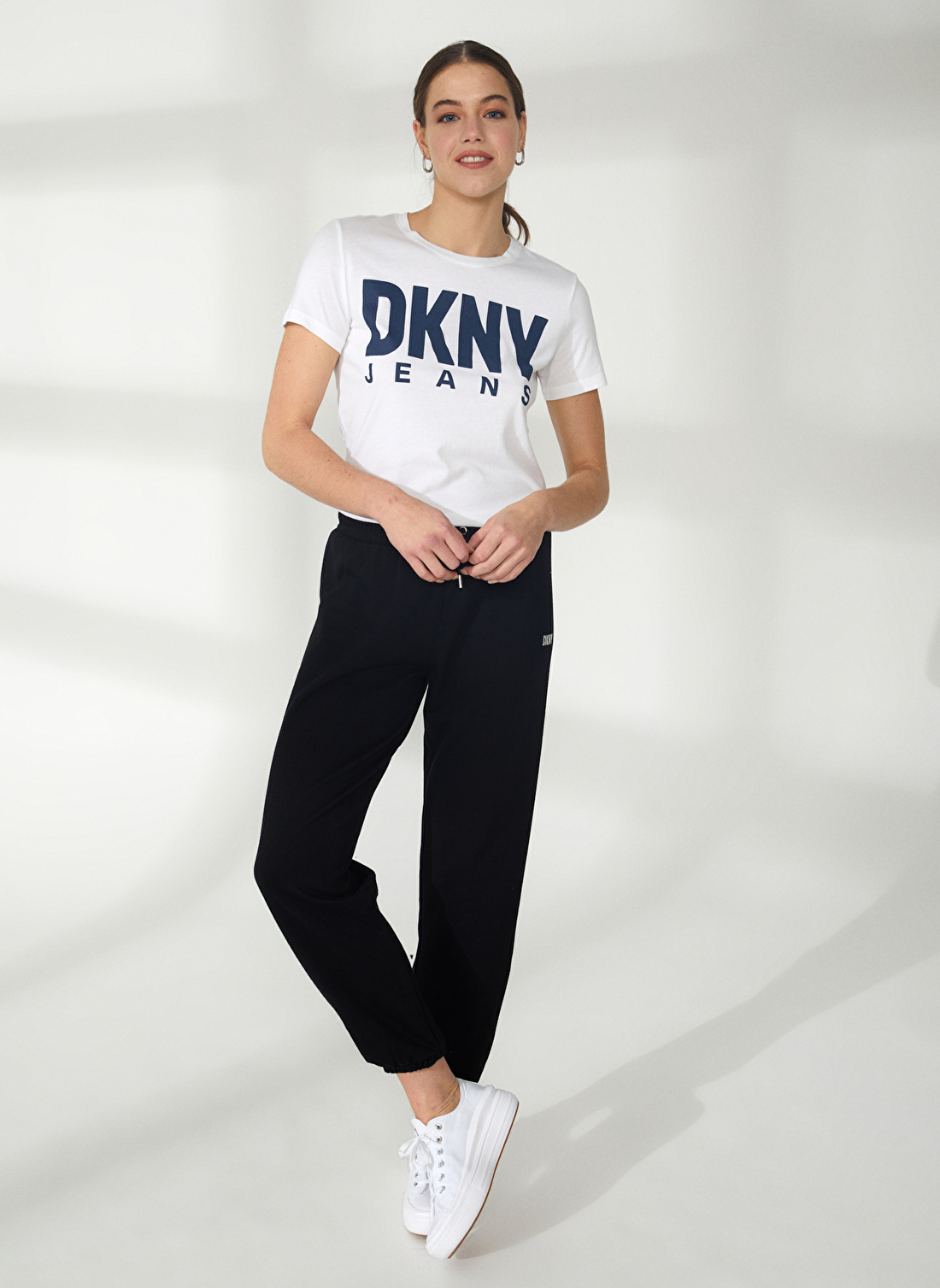 Dkny Jeans Bisiklet Yaka Düz Siyah Kadın T-Shirt DP2P3235