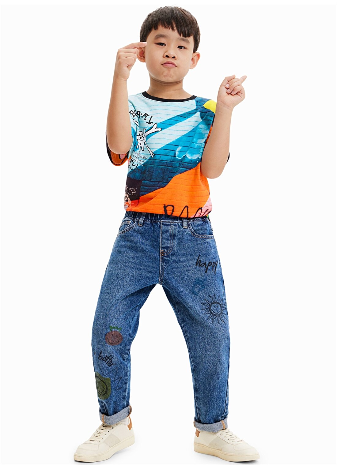 Desigual Normal Bel Açık Mavi Erkek Çocuk Denim Pantolon 23SBDD02