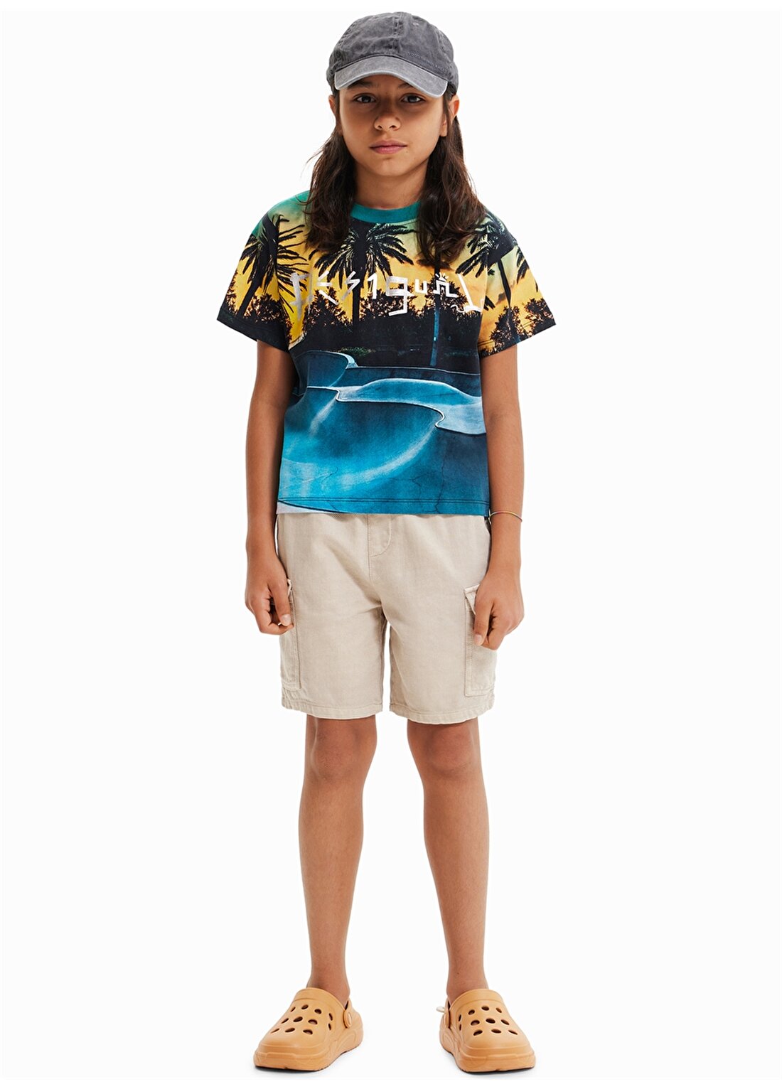 Desigual Baskılı Açık Mavi Unisex Çocuk T-Shirt 23SBTK15