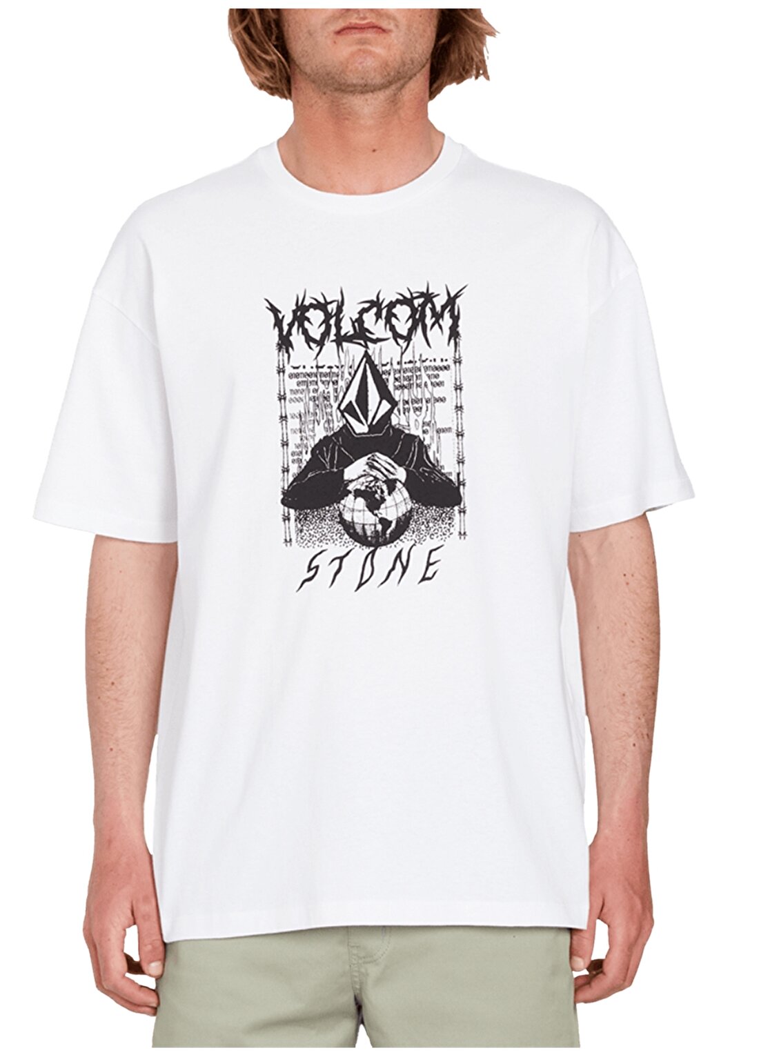 Volcom Beyaz Erkek Bisiklet Yaka T-Shirt A4312304_Volcom Edener Lse Wht