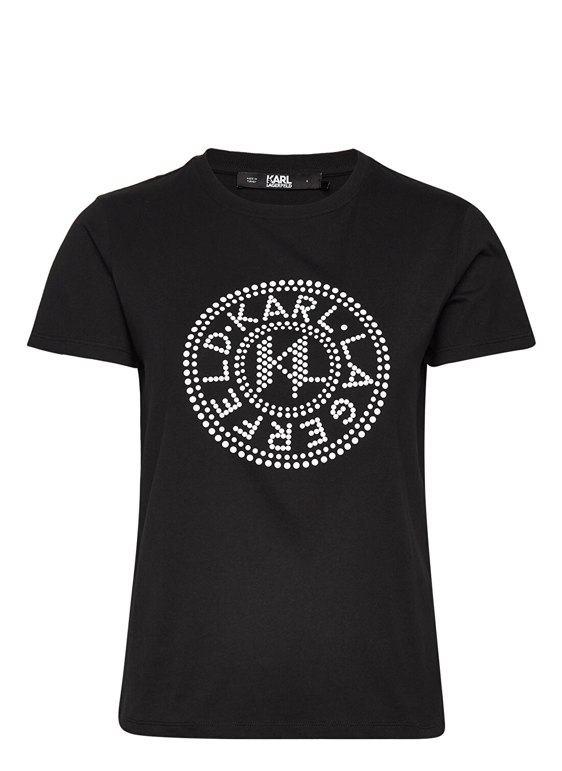 KARL LAGERFELD Bisiklet Yaka Baskılı Siyah Kadın T-Shirt 231W1712