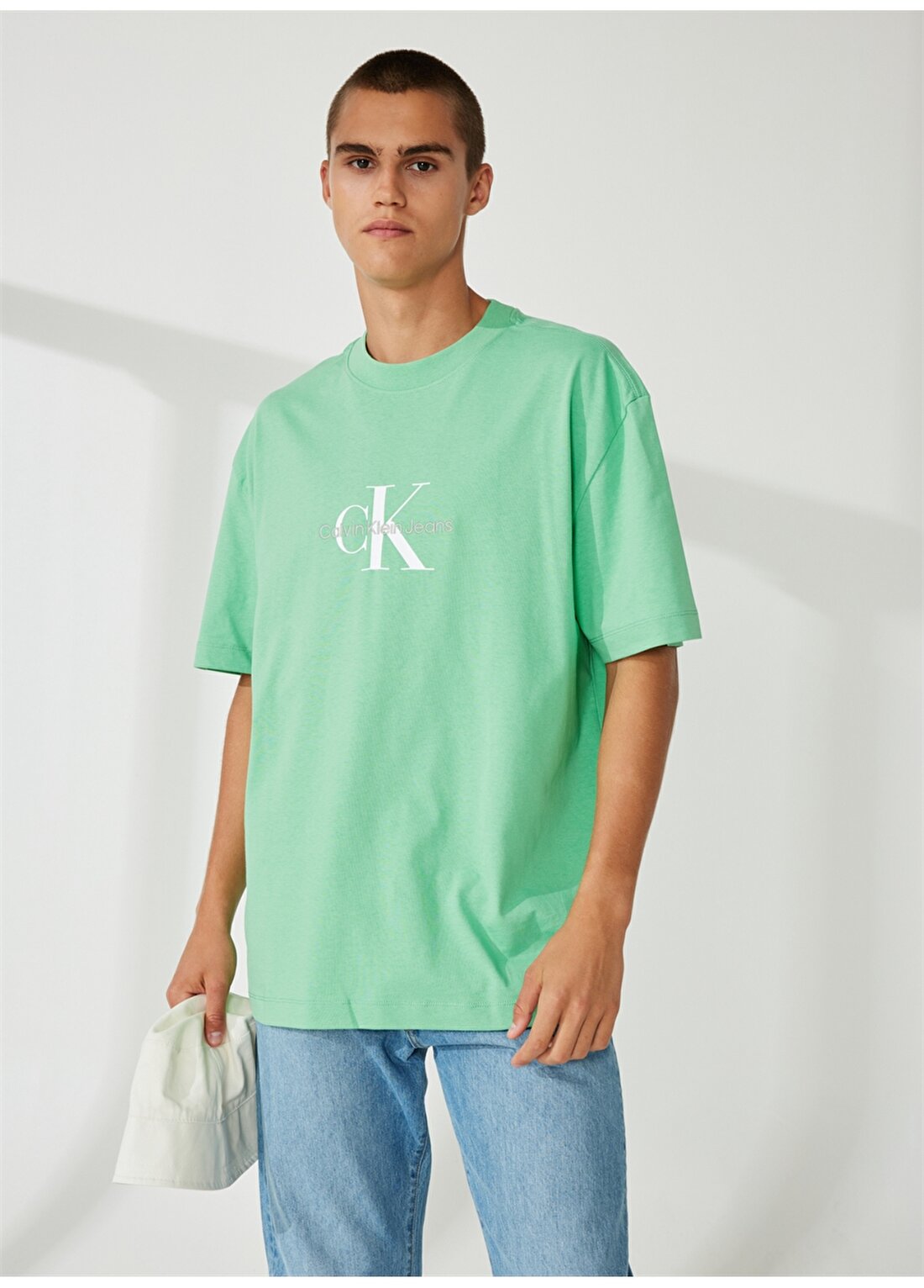 Calvin Klein Jeans Bisiklet Yaka Baskılı Yeşil Erkek T-Shirt J30J323307L1C