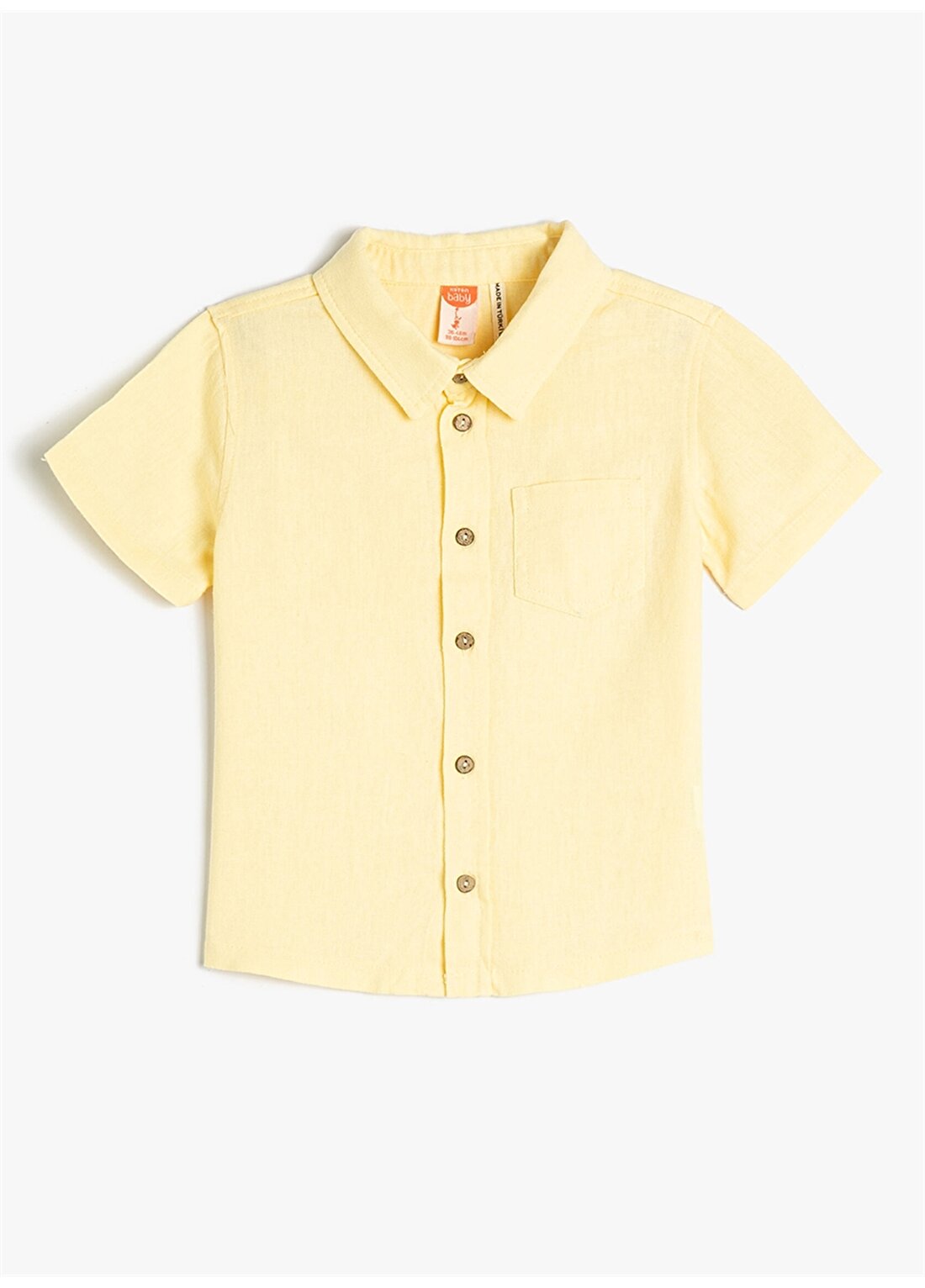 Koton Sarı Erkek Bebek Kısa Kollu Düz Gömlek 3SMB60058TW
