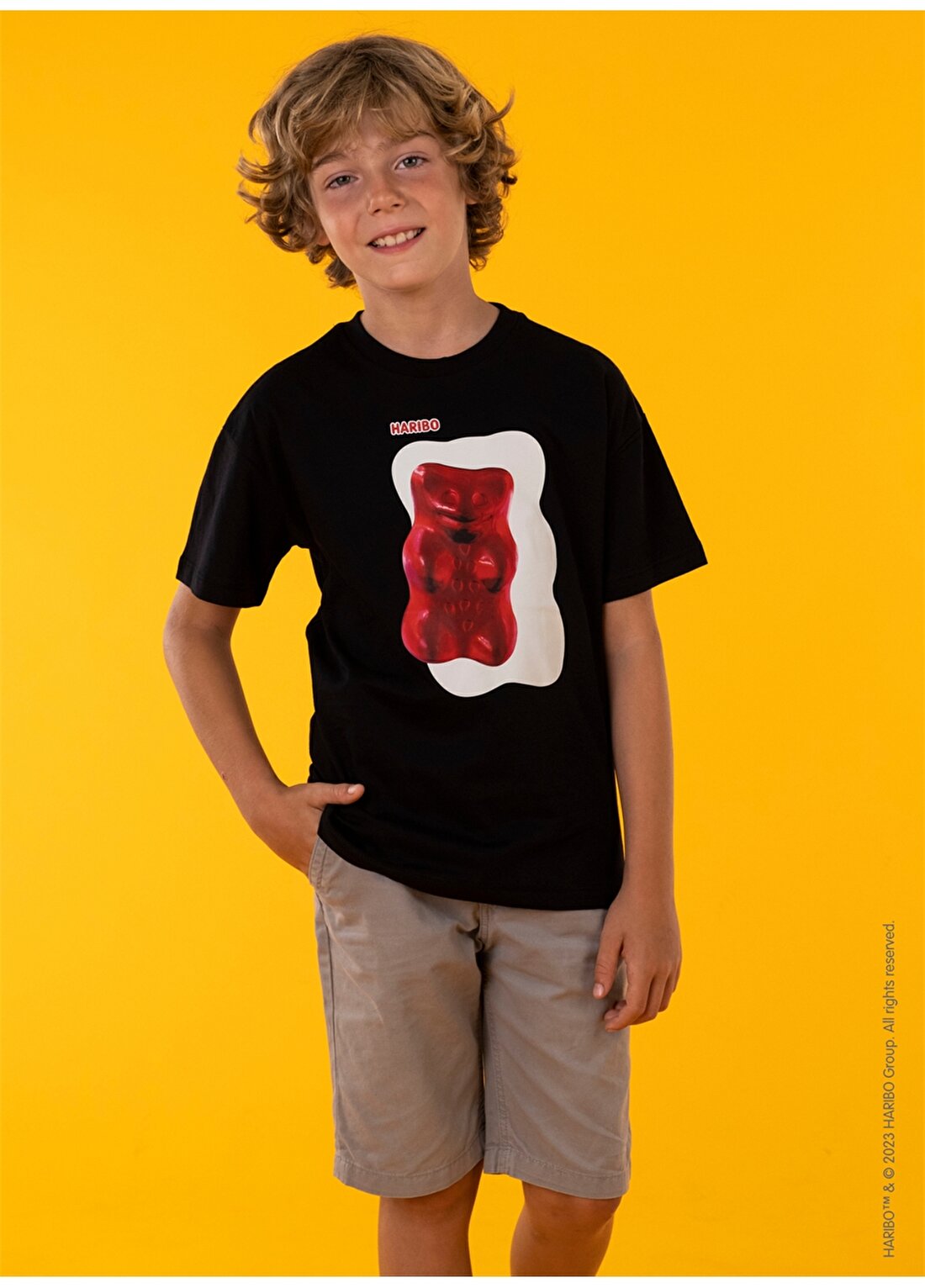 Haribo Baskılı Siyah Erkek Çocuk T-Shirt HRBTXT010