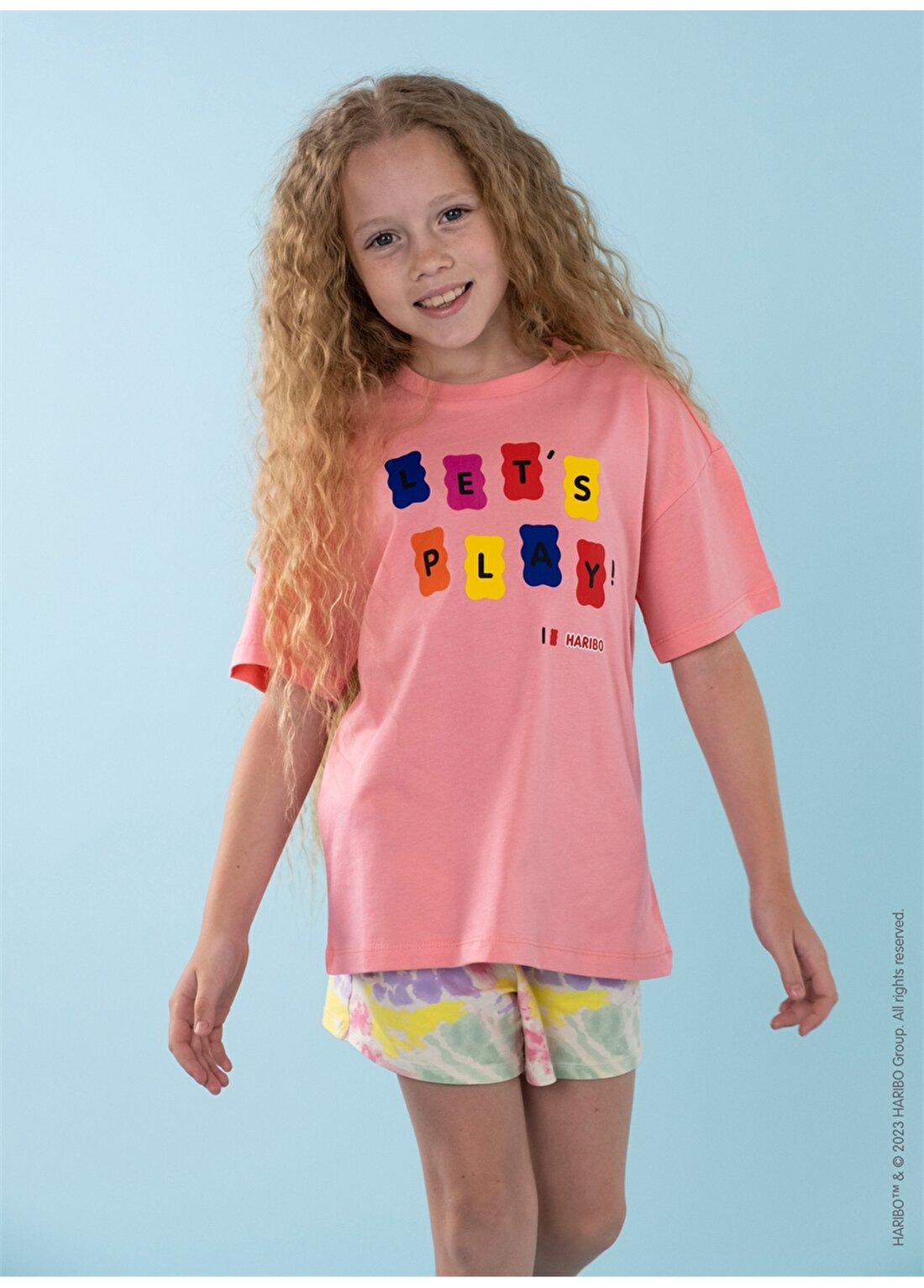 Haribo Baskılı Pembe Kız Çocuk T-Shirt HRBTXT104