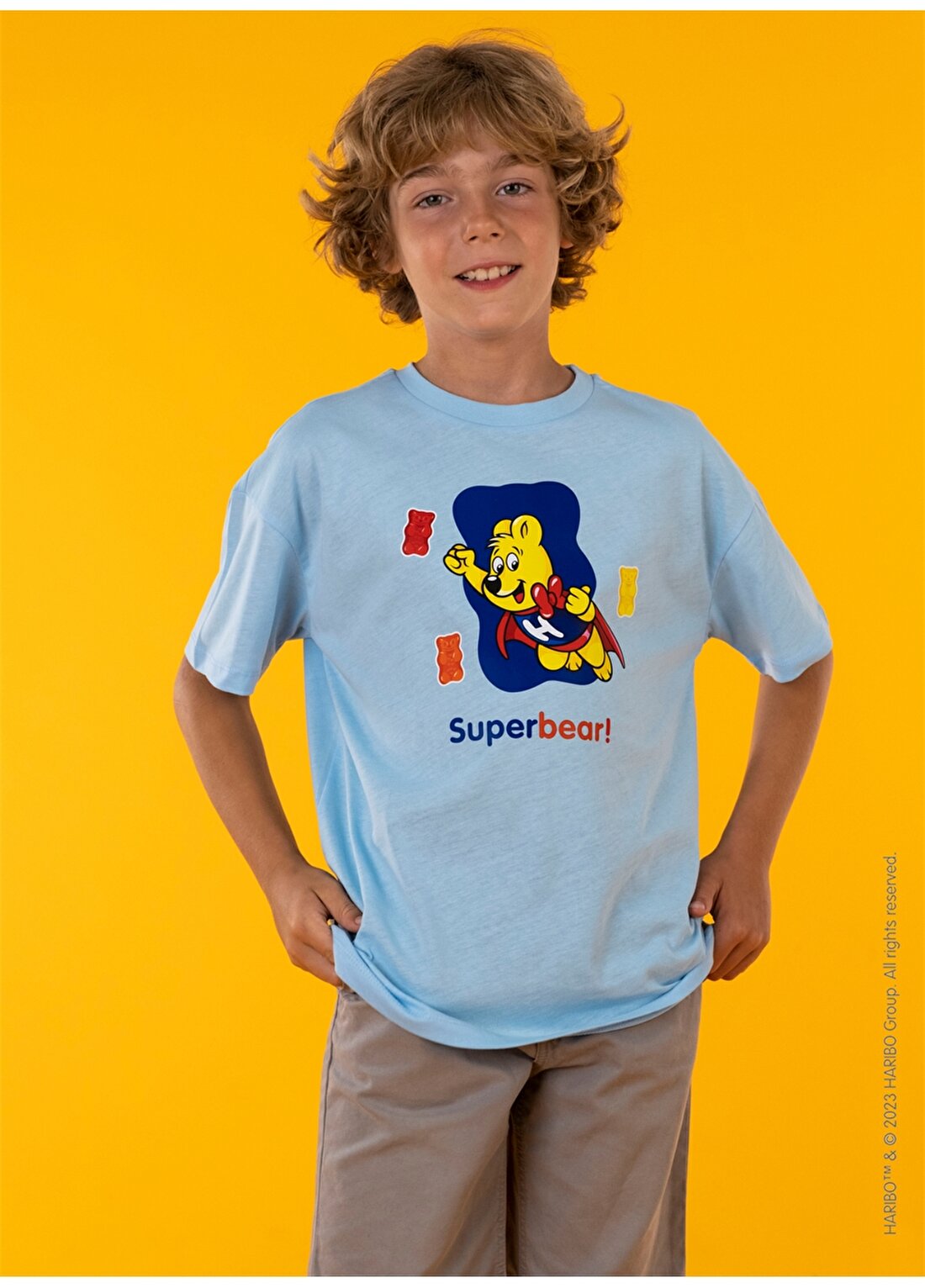 Haribo Baskılı Mavi Erkek Çocuk T-Shirt HRBTXT108