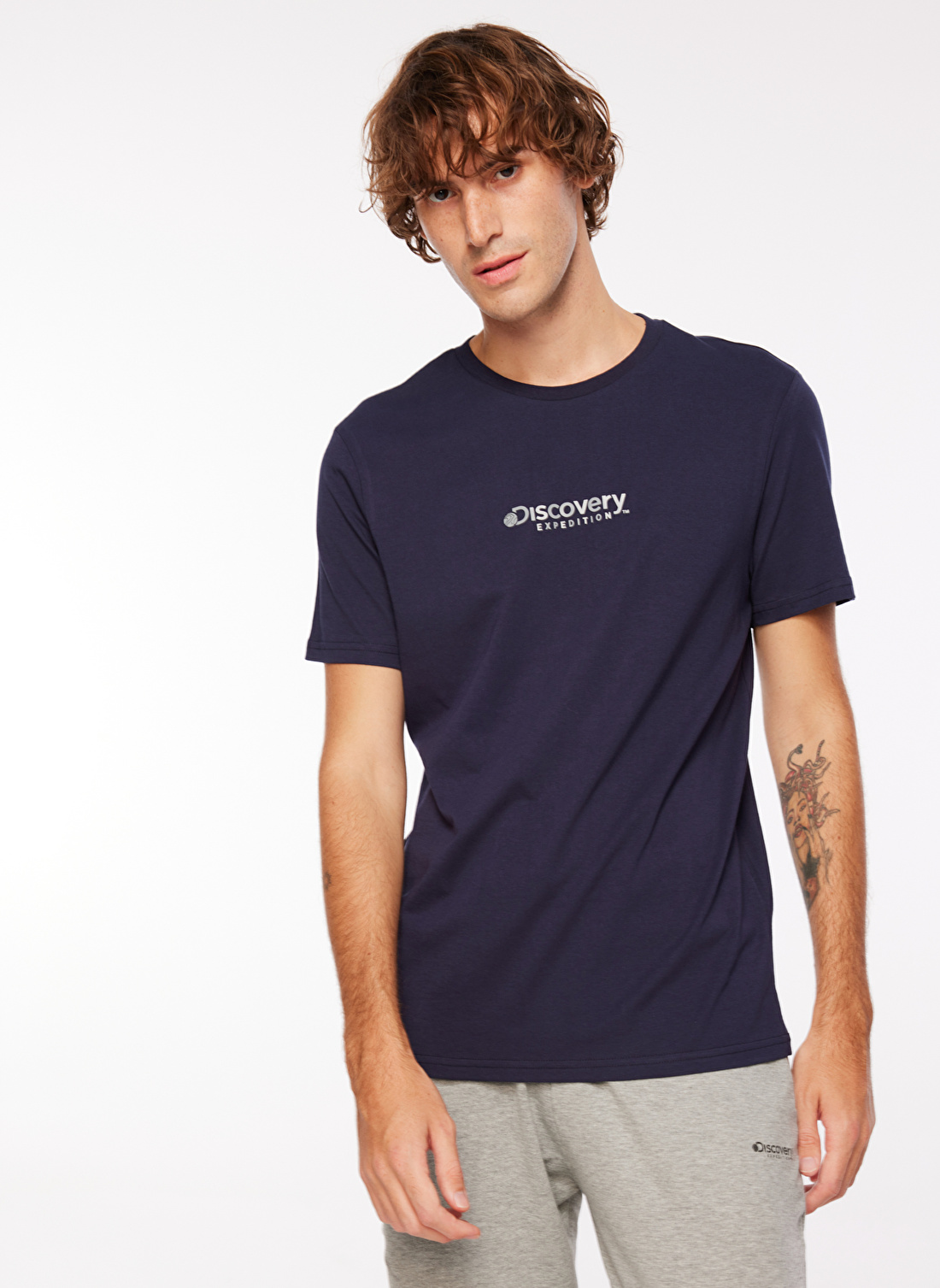 Discovery Expedition Lacivert Erkek Bisiklet Yaka Baskılı T-Shirt D3WM-TST5  