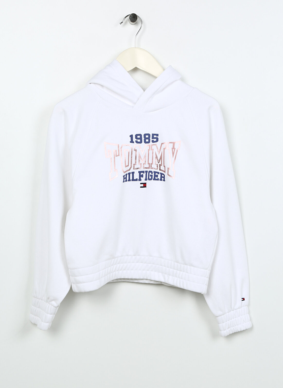 Tommy Hilfiger Beyaz Kız Çocuk Kapüşonlu Uzun Kollu Sweatshirt KG0KG07373   