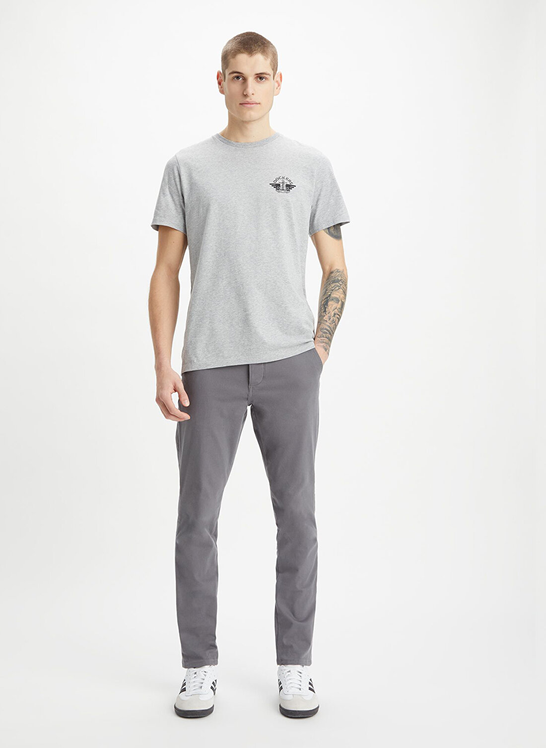 Dockers Normal Bel Dar Paça Skinny Fit Gri Erkek Pantolon SUPREME FLEX SKINN