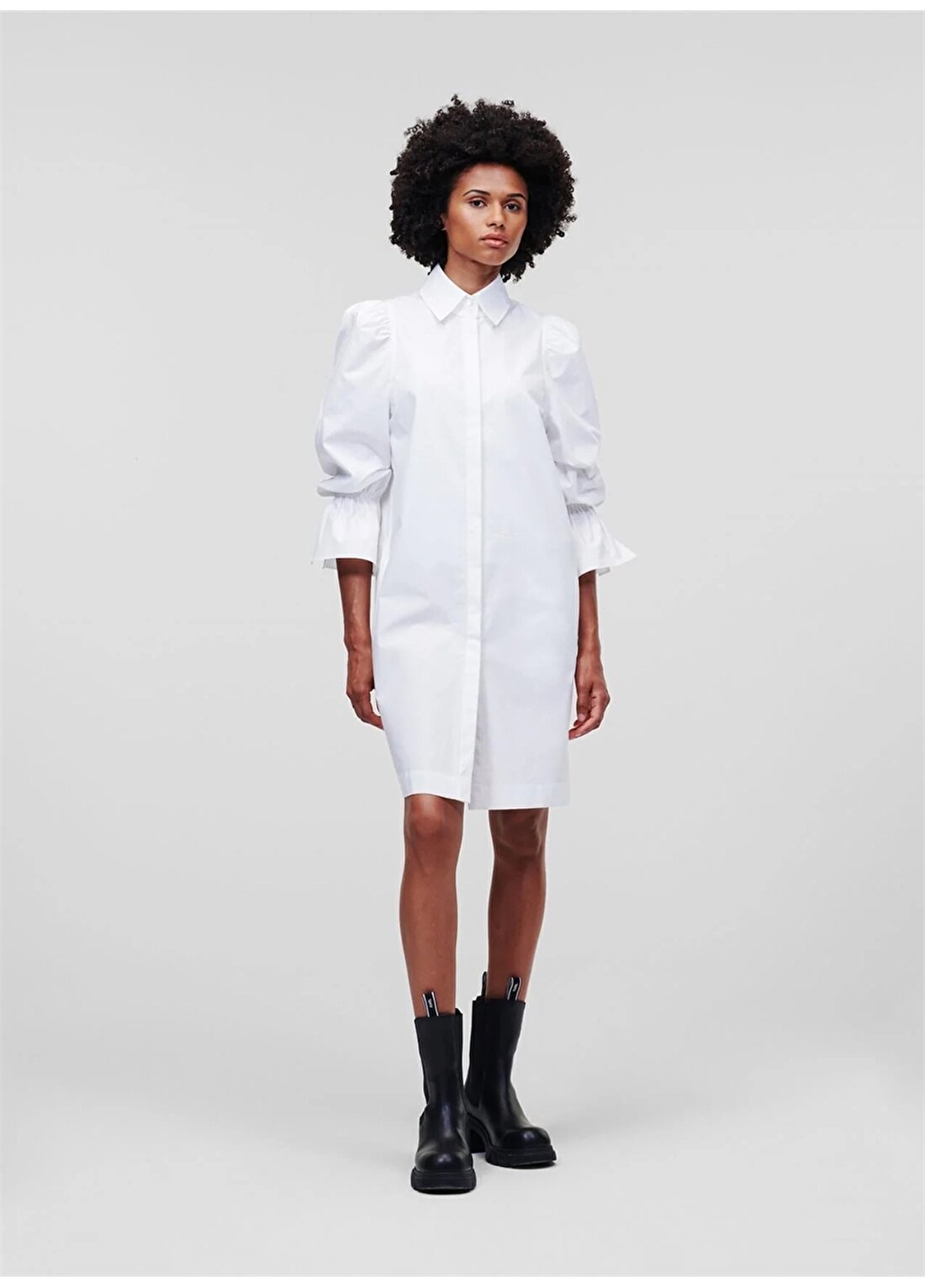KARL LAGERFELD Normal Gömlek Yaka Düz Beyaz Kadın Gömlek 230W1602