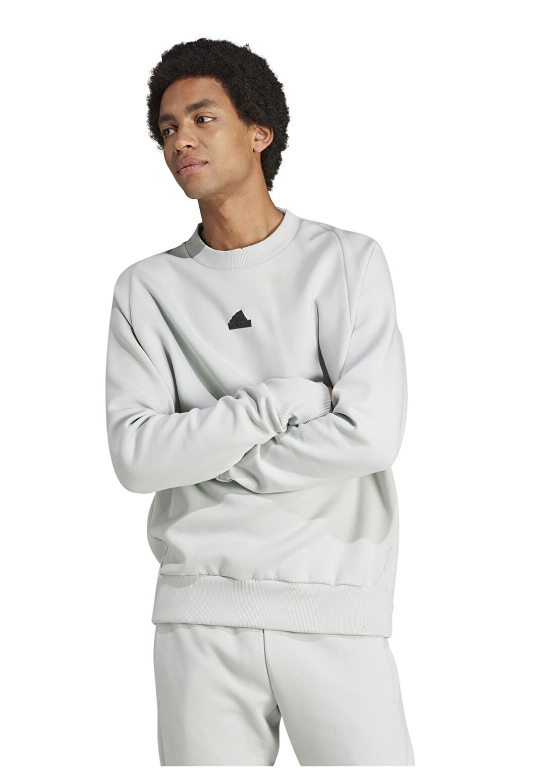 Adidas Gümüş Erkek Kapüşon Yaka Regular Fit Sweatshirt IN5113-M Z.N.E. PR CRW