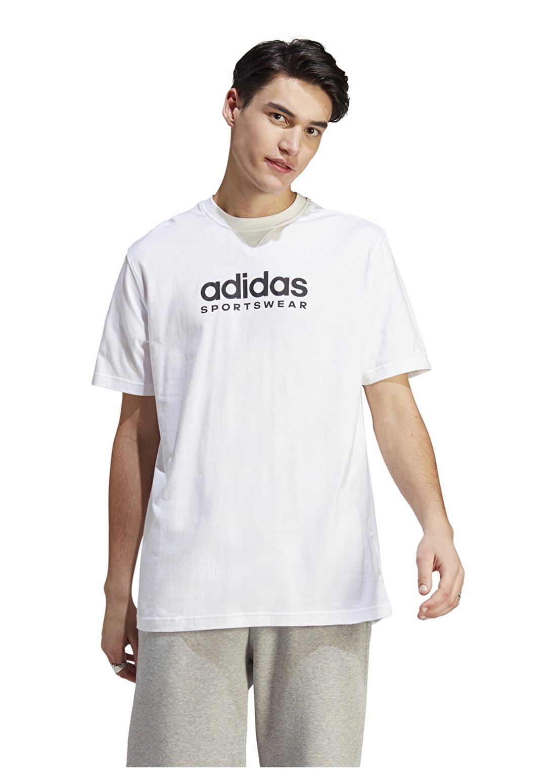 Adidas Beyaz Erkek Yuvarlak Yaka Regular Fit T-Shirt IC9821-M ALL SZN G T WHI