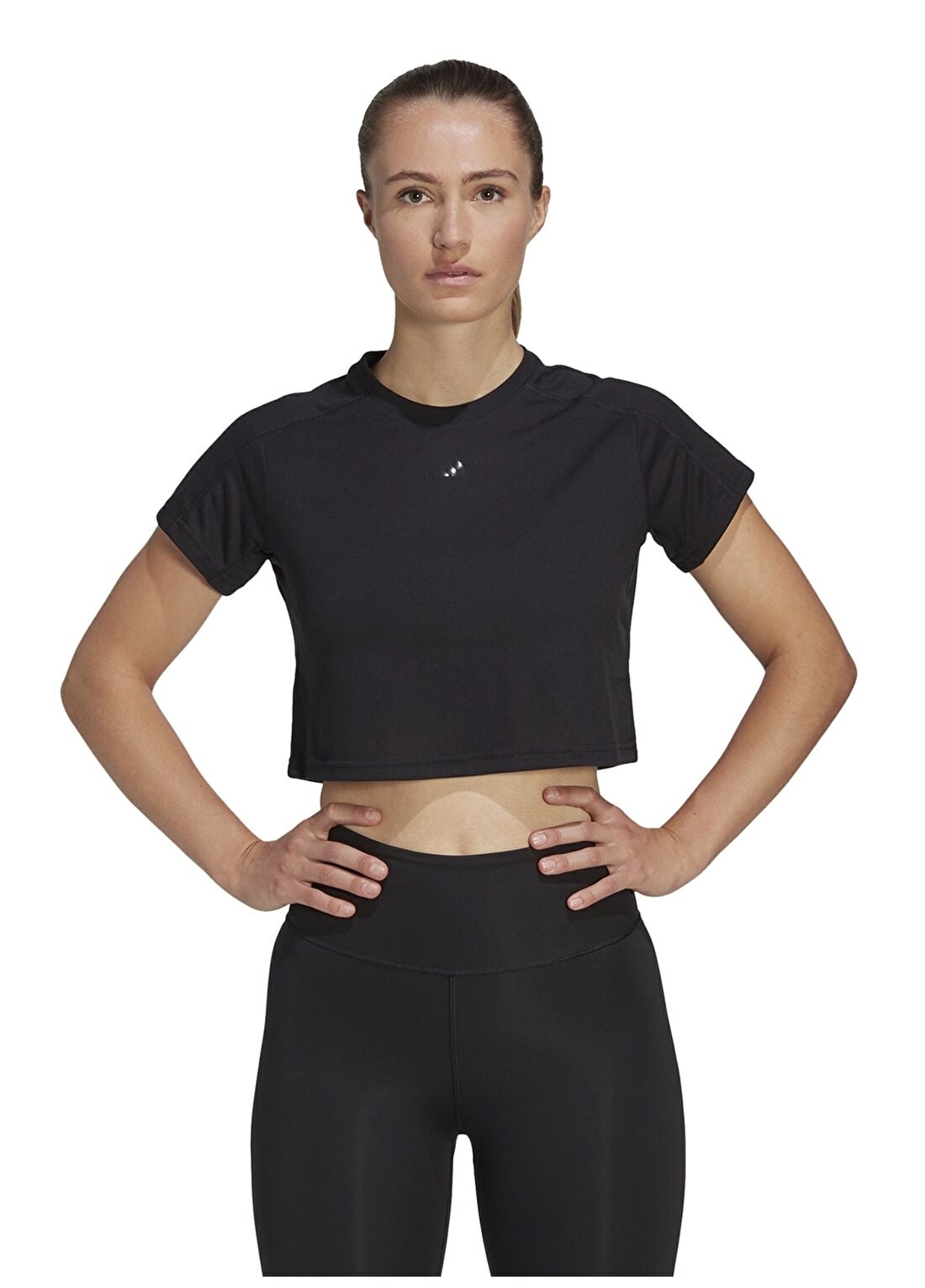 Adidas Siyah Kadın Yuvarlak Yaka Regular Fit T-Shirt HR7789-TR-ES 3BAR T BLA