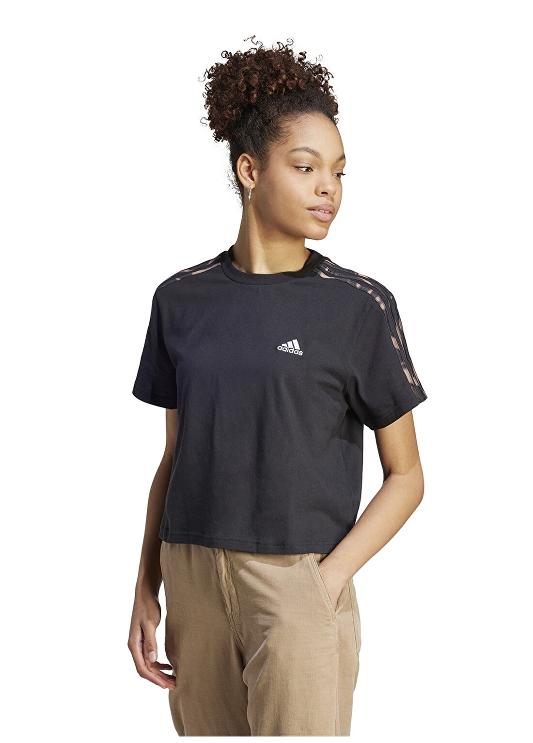 Adidas Siyah Kadın Yuvarlak Yaka T-Shirt IL5871-VIBAOP 3S CRO T BLA