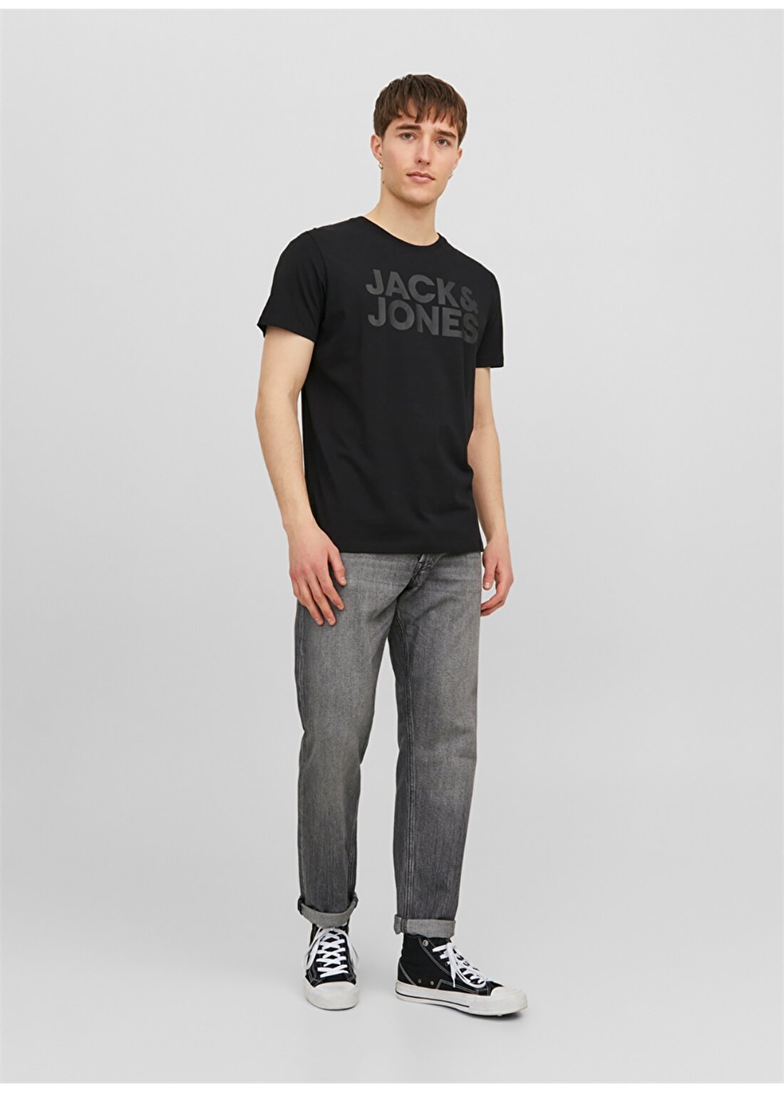 Jack & Jones Yuvarlak Yaka Siyah Erkek T-Shirt 12151955_JJECORP LOGO TEE SS O-NECK