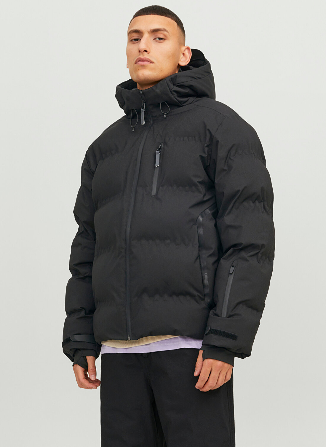 Jack & Jones Siyah Erkek Mont 12238998_JCOSWEEP PUFFER SN