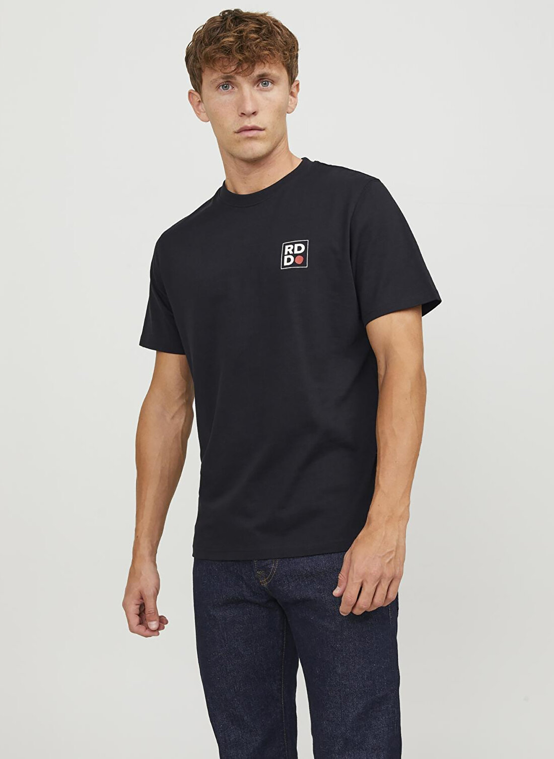 Jack & Jones Yuvarlak Yaka Siyah Erkek T-Shirt 12247475_RDDAARON TEE S/S CREW NECK