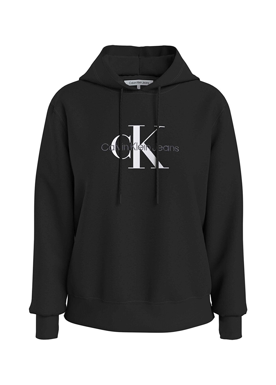 Calvin Klein Jeans Siyah Kadın Kapüşonlu Baskılı Sweatshirt J20J221335