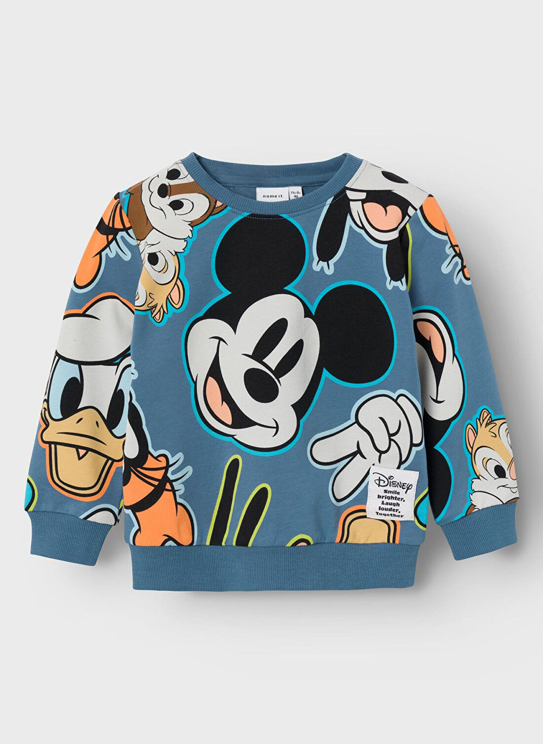 Name İt Mavi Erkek Çocuk Bisiklet Yaka Uzun Kollu Baskılı Sweatshirt NMMJIMBO MICKEY SWEAT UNB WDI   