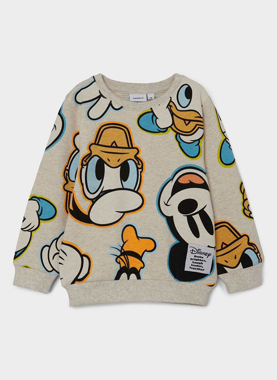 Name İt Krem Erkek Çocuk Bisiklet Yaka Uzun Kollu Baskılı Sweatshirt NMMJIMBO MICKEY SWEAT UNB WDI   