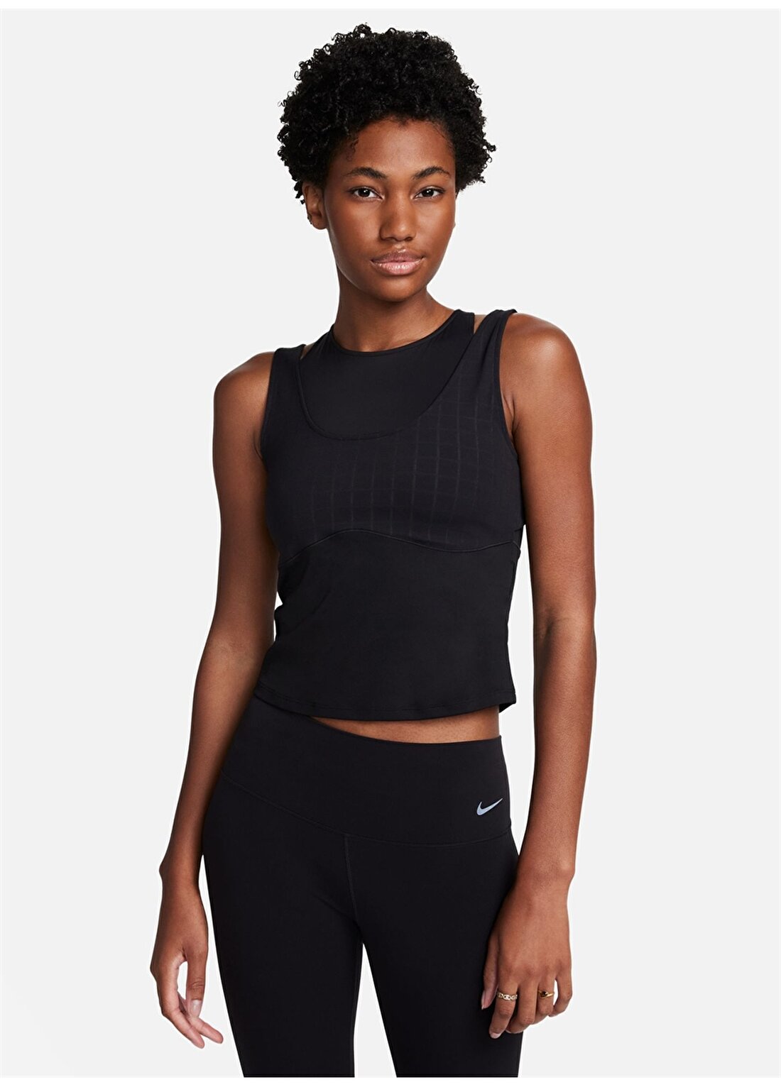 Nike Siyah - Gri - Gümüş Kadın Yuvarlak Yaka Regular Fit Atlet FB4581-010 W NY DF LUXE TANK NV