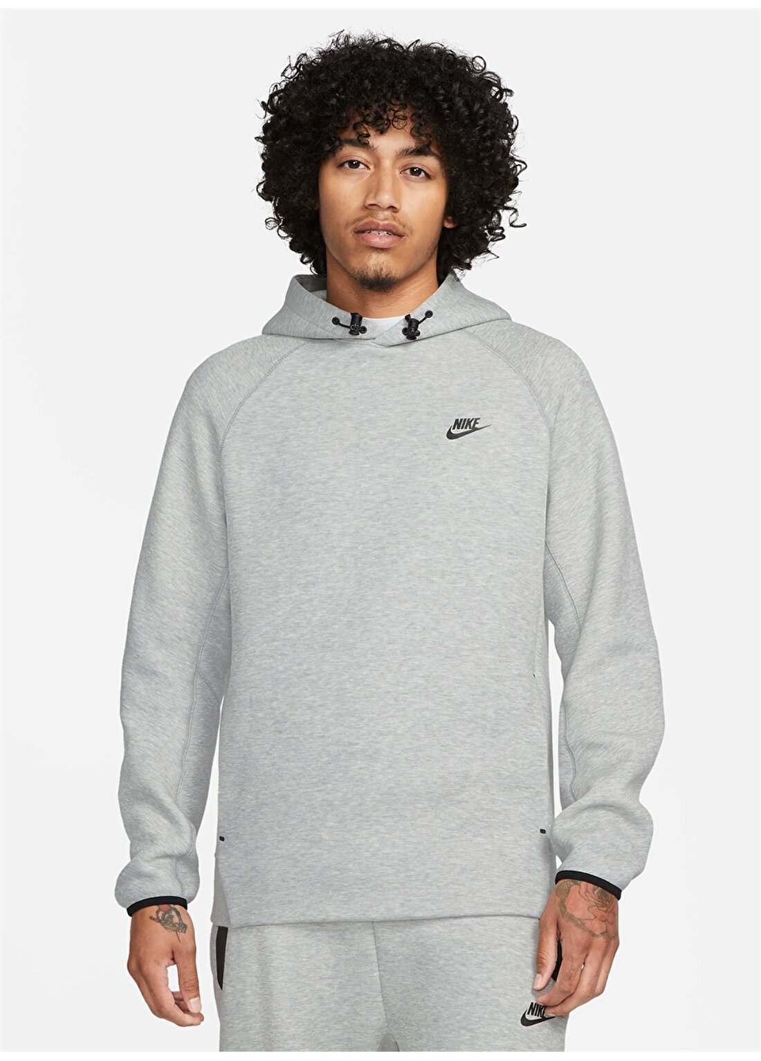 Nike Siyah - Gri - Gümüş Erkek Sweatshirt FB8016-063 M NK TCH FLC PO HOODIE