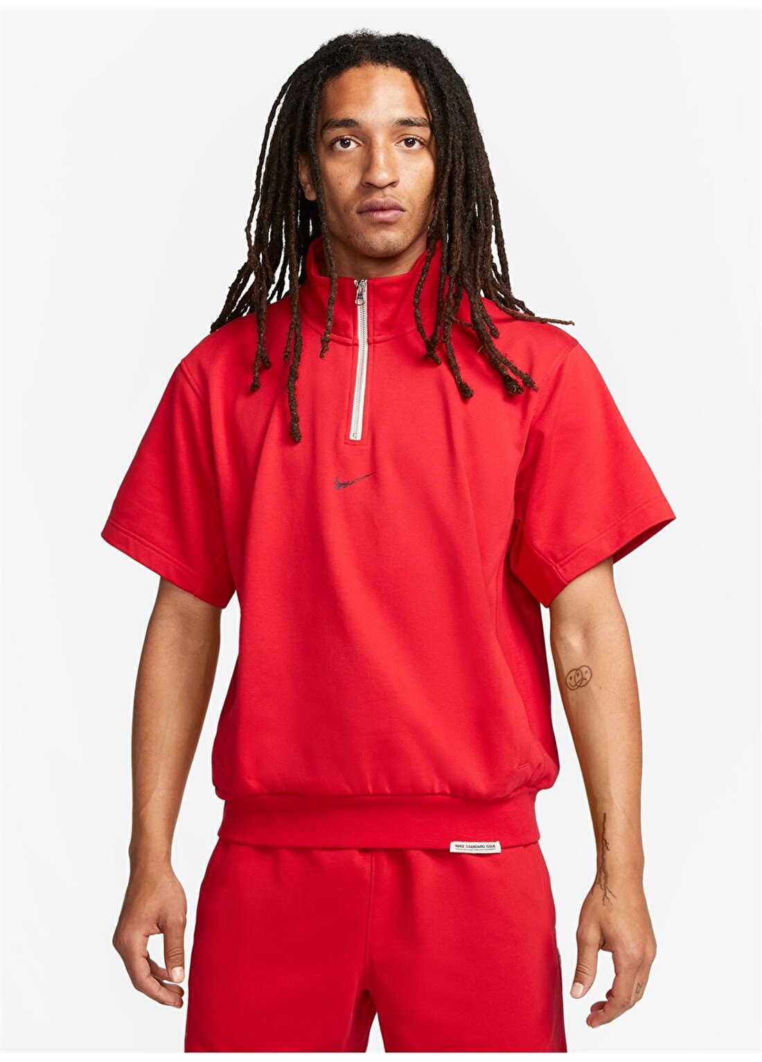 Nike Kırmızı - Pembe Erkek Yuvarlak Yaka Regular Fit T-Shirt FB7052-657 M NK DF STD ISS QZ SS TO