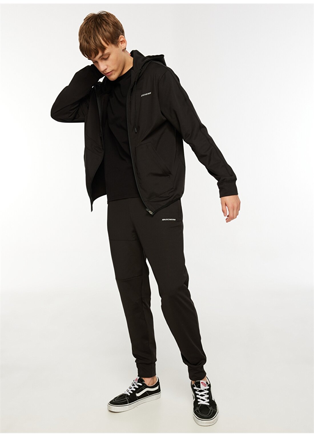 Skechers Siyah Erkek Fermuarlı Regular Fit Eşofman Takımı M Performance Coll. Suit Track Suit