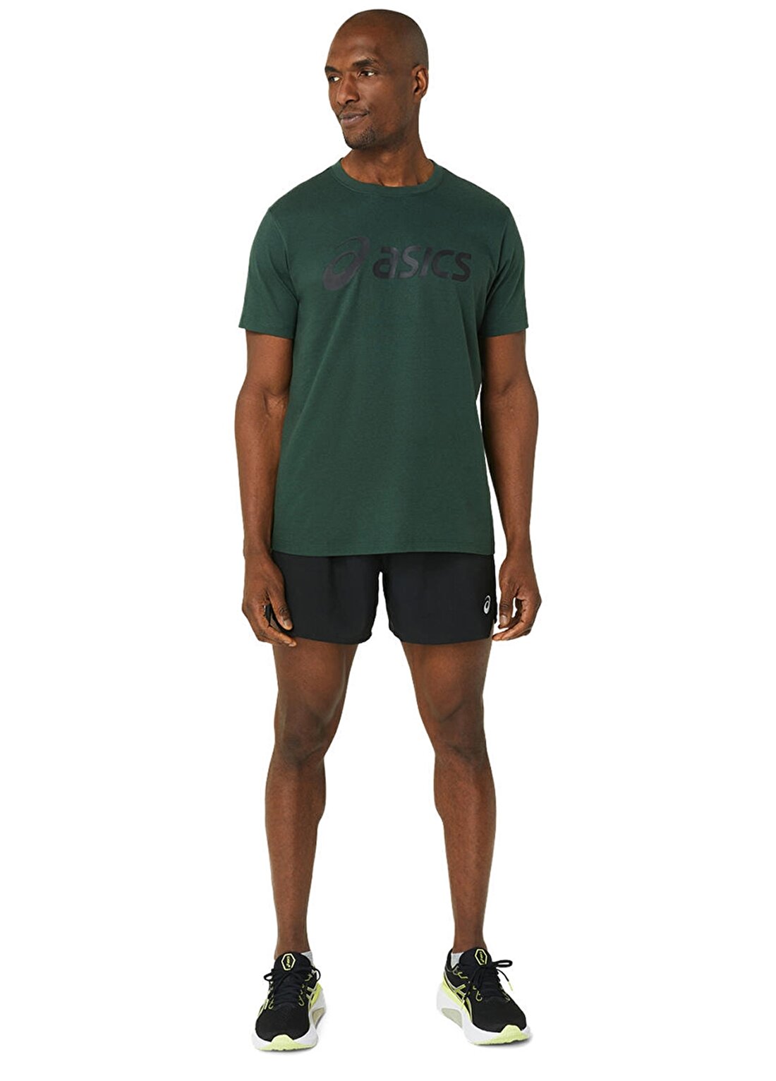 Asics Yeşil - Siyah Erkek T-Shirt 2031A978-306 ASICS BIG LOGO TEE