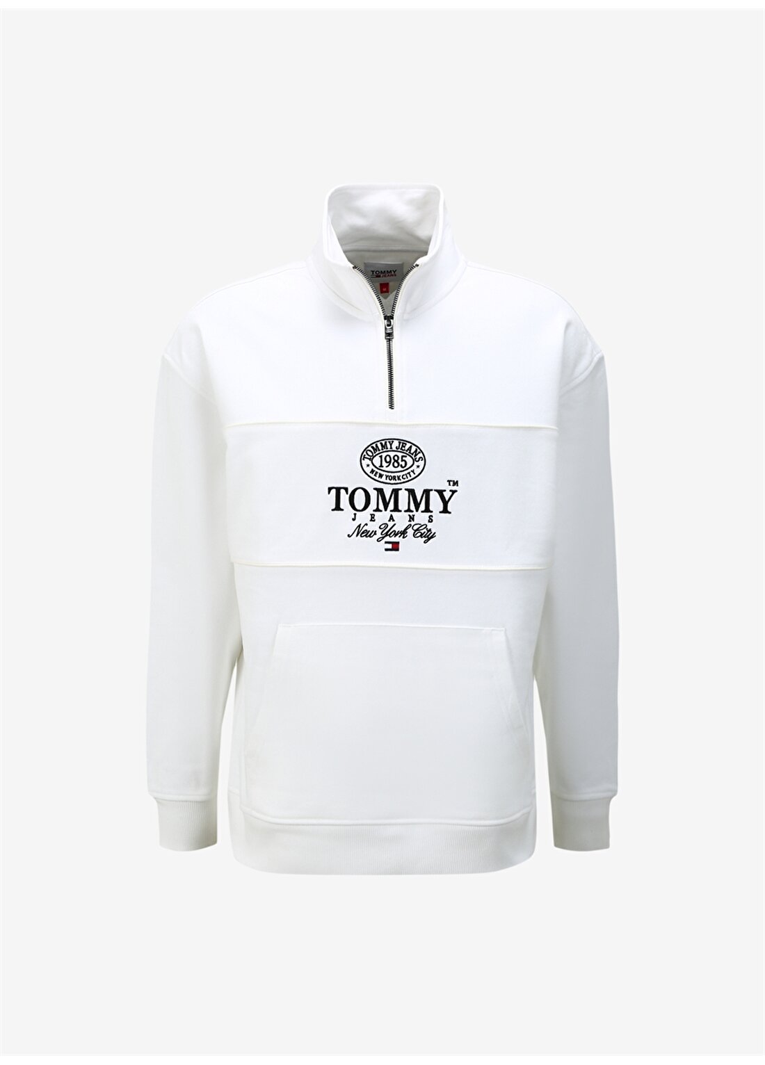 Tommy Jeans Dik Yaka Beyaz Erkek Sweatshırt DM0DM17800YBR