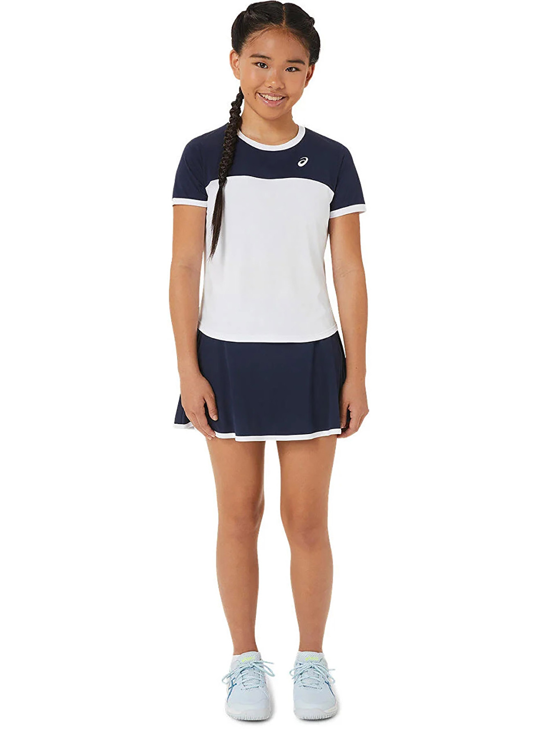 Asics Beyaz - Mavi Kız Çocuk T-Shirt 2044A039-102 TENNIS SS TOP