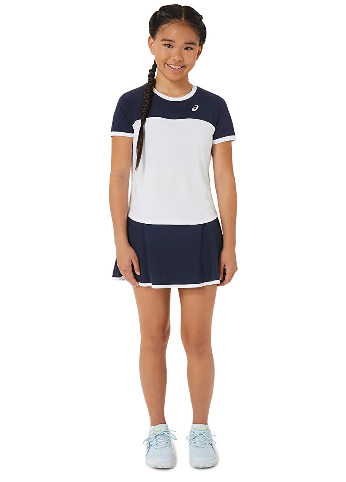 Asics Beyaz - Mavi Kadın T-Shirt 2044A039-102 TENNIS SS TOP
