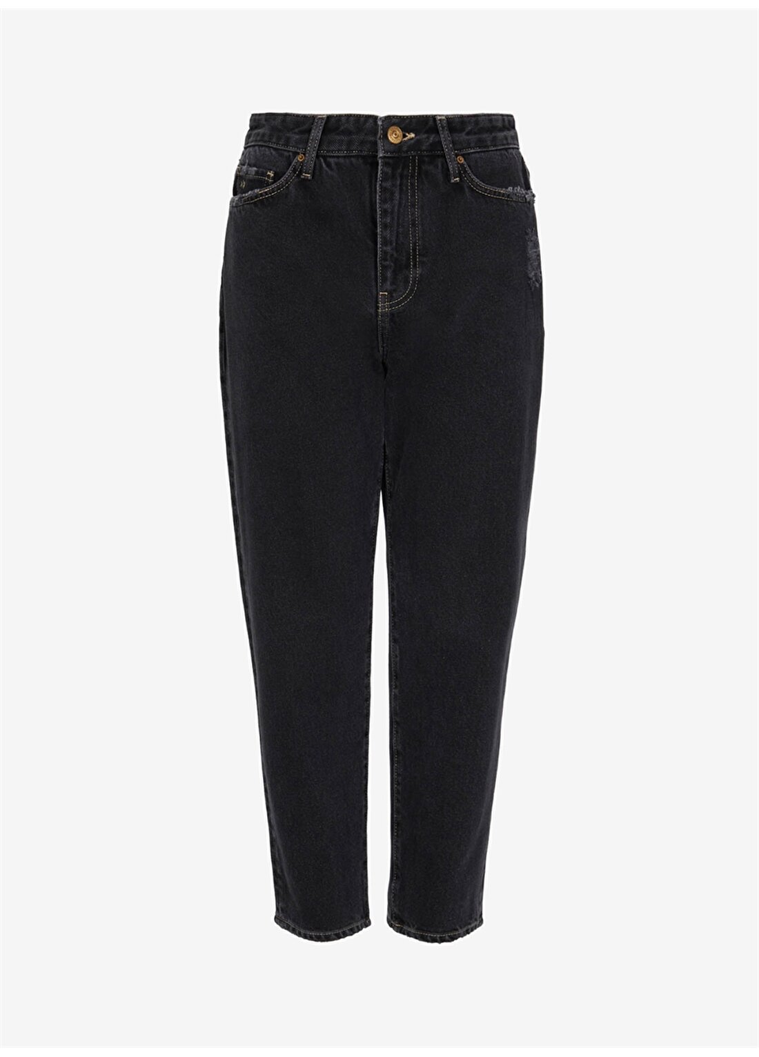 Armani Exchange Yüksek Bel Düz Paça Normal Siyah Kadın Denim Pantolon 6RYJ16