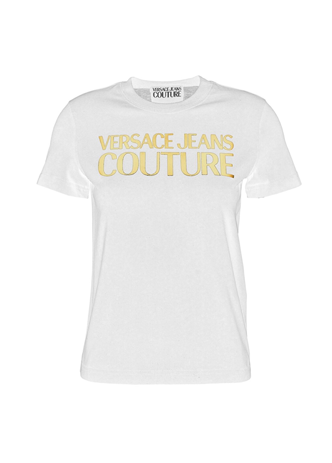 Versace Jeans Couture Bisiklet Yaka Baskılı Beyaz Kadın T-Shirt 75HAHT01